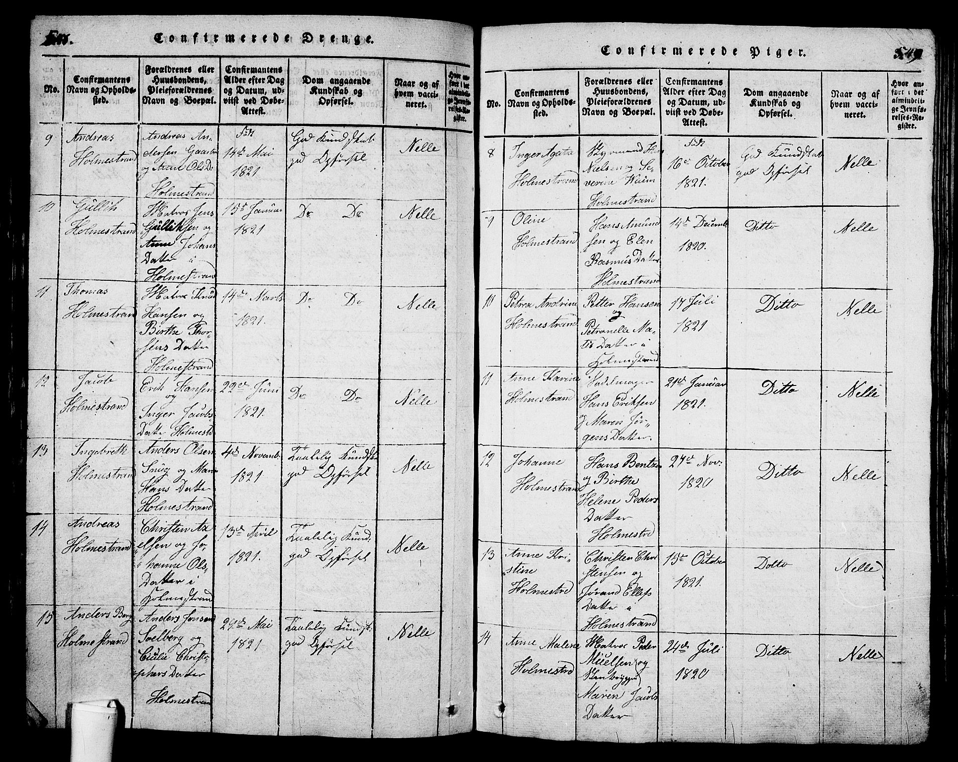 Holmestrand kirkebøker, SAKO/A-346/G/Ga/L0001: Klokkerbok nr. 1, 1814-1848, s. 548-549