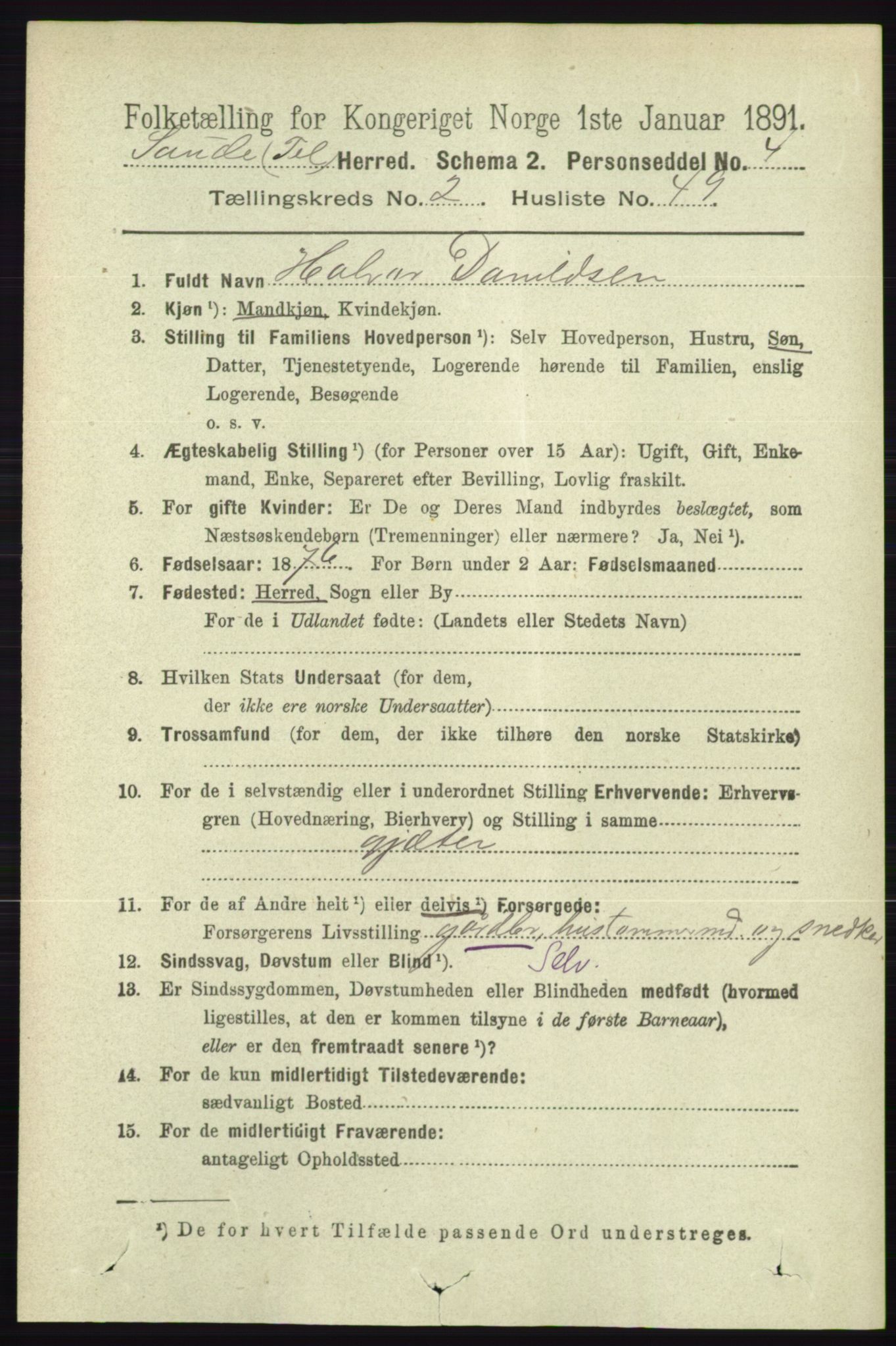 RA, Folketelling 1891 for 0822 Sauherad herred, 1891, s. 661