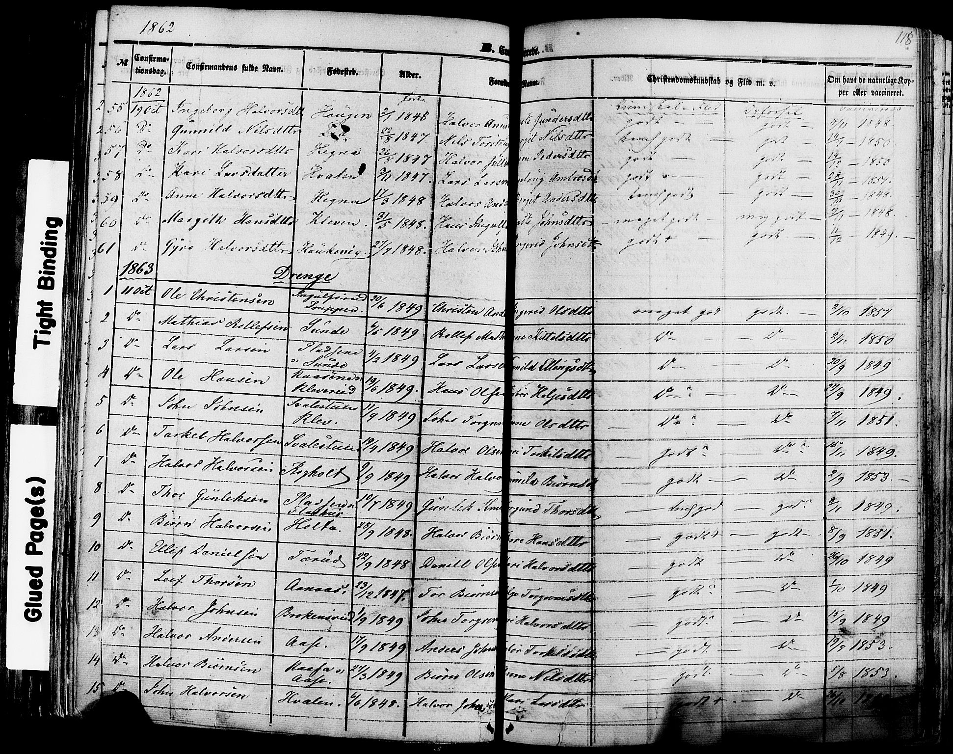 Sauherad kirkebøker, AV/SAKO-A-298/F/Fa/L0007: Ministerialbok nr. I 7, 1851-1873, s. 118