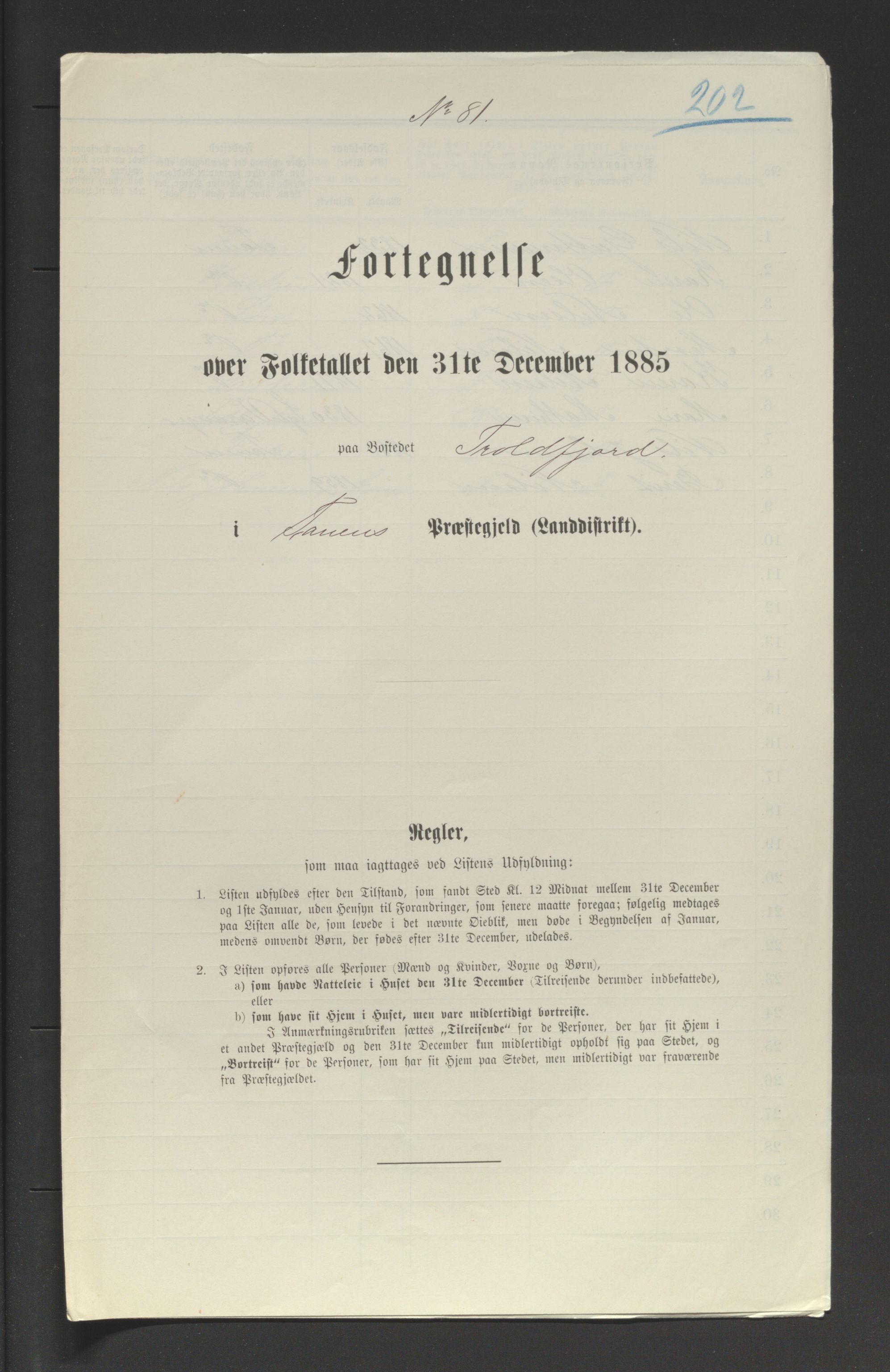 SATØ, Folketelling 1885 for 2025 Tana herred, 1885, s. 202a