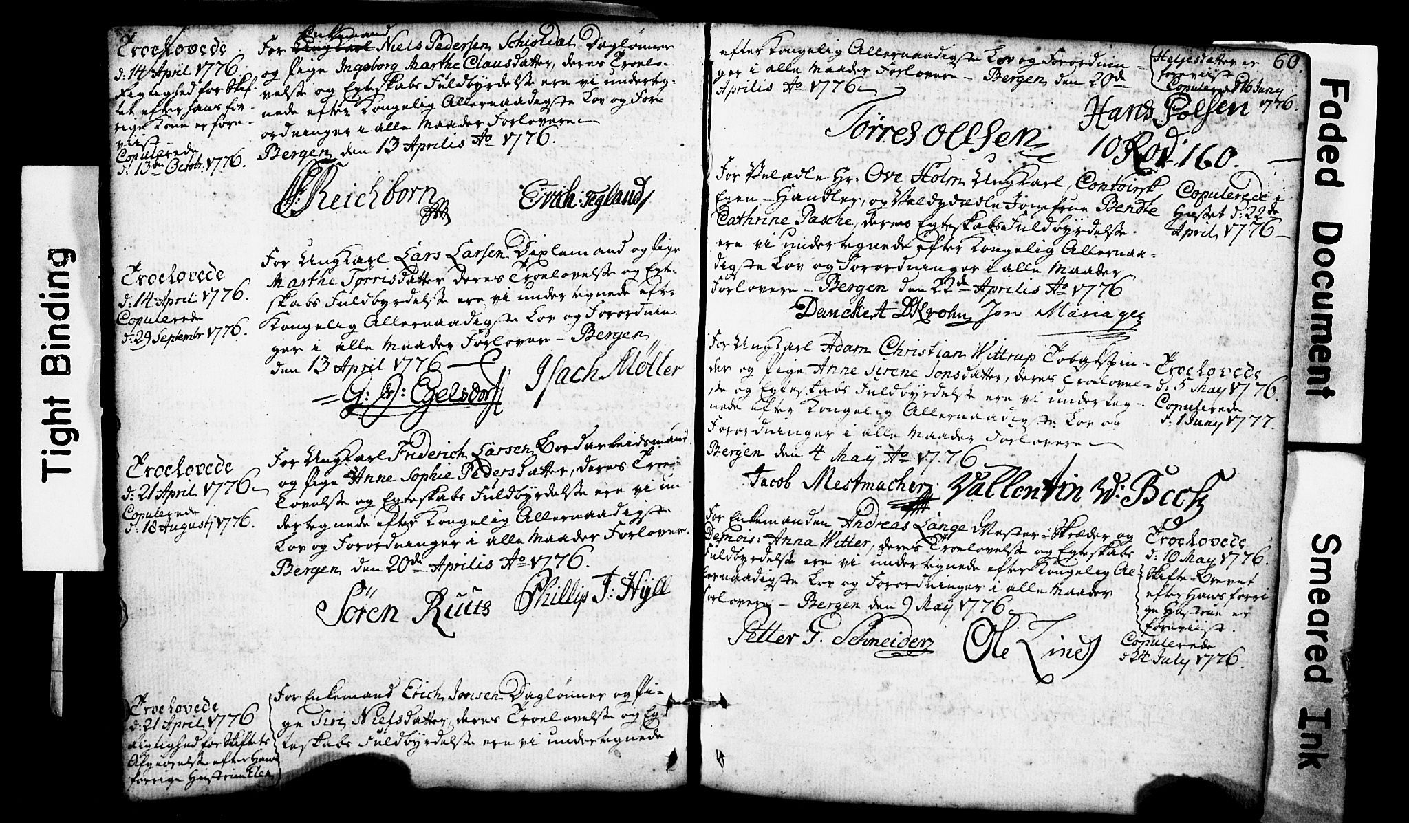 Domkirken sokneprestembete, SAB/A-74801: Forlovererklæringer nr. II.5.1, 1767-1792, s. 60