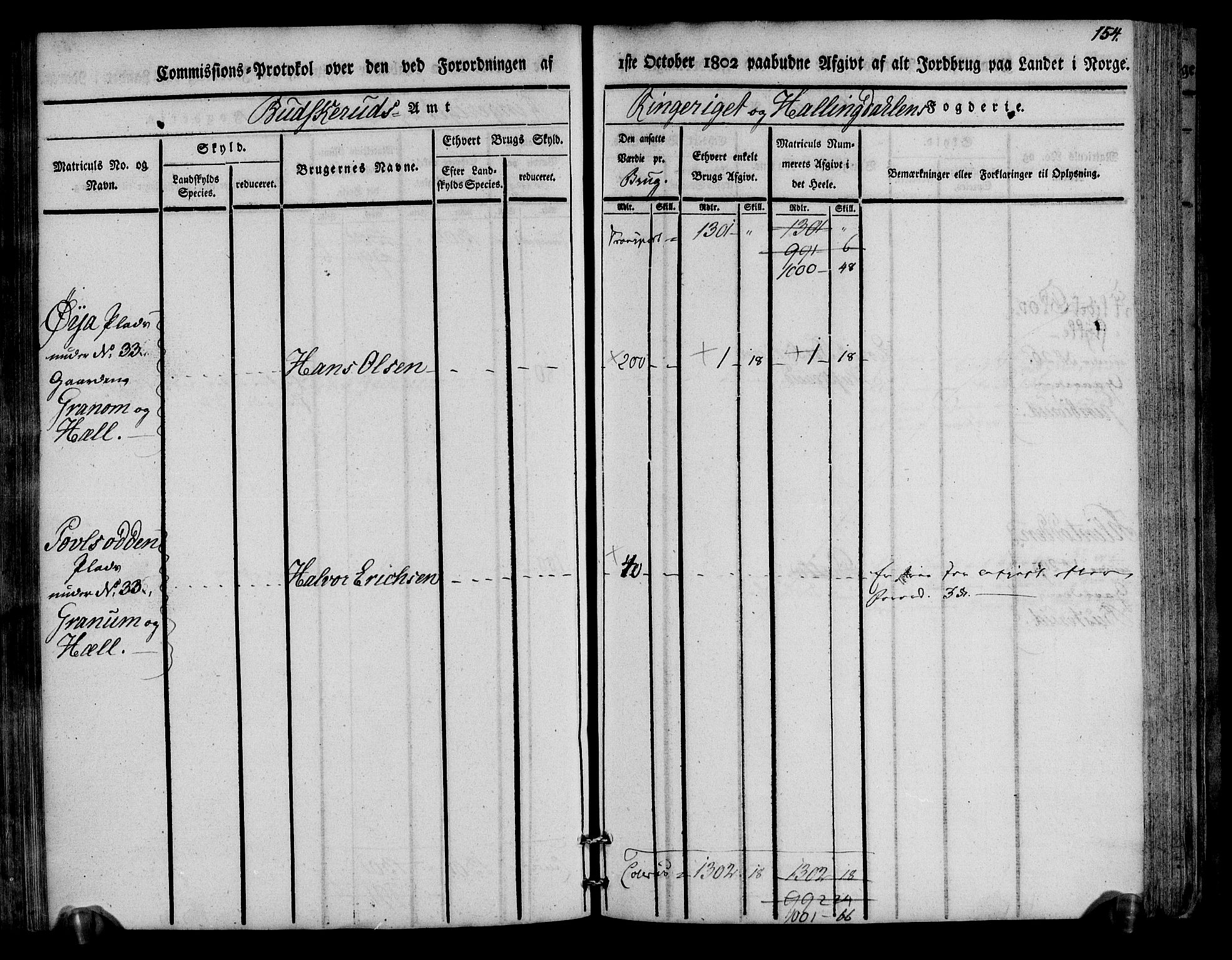 Rentekammeret inntil 1814, Realistisk ordnet avdeling, AV/RA-EA-4070/N/Ne/Nea/L0045: Ringerike og Hallingdal fogderi. Kommisjonsprotokoll for Norderhov prestegjeld, 1803, s. 157