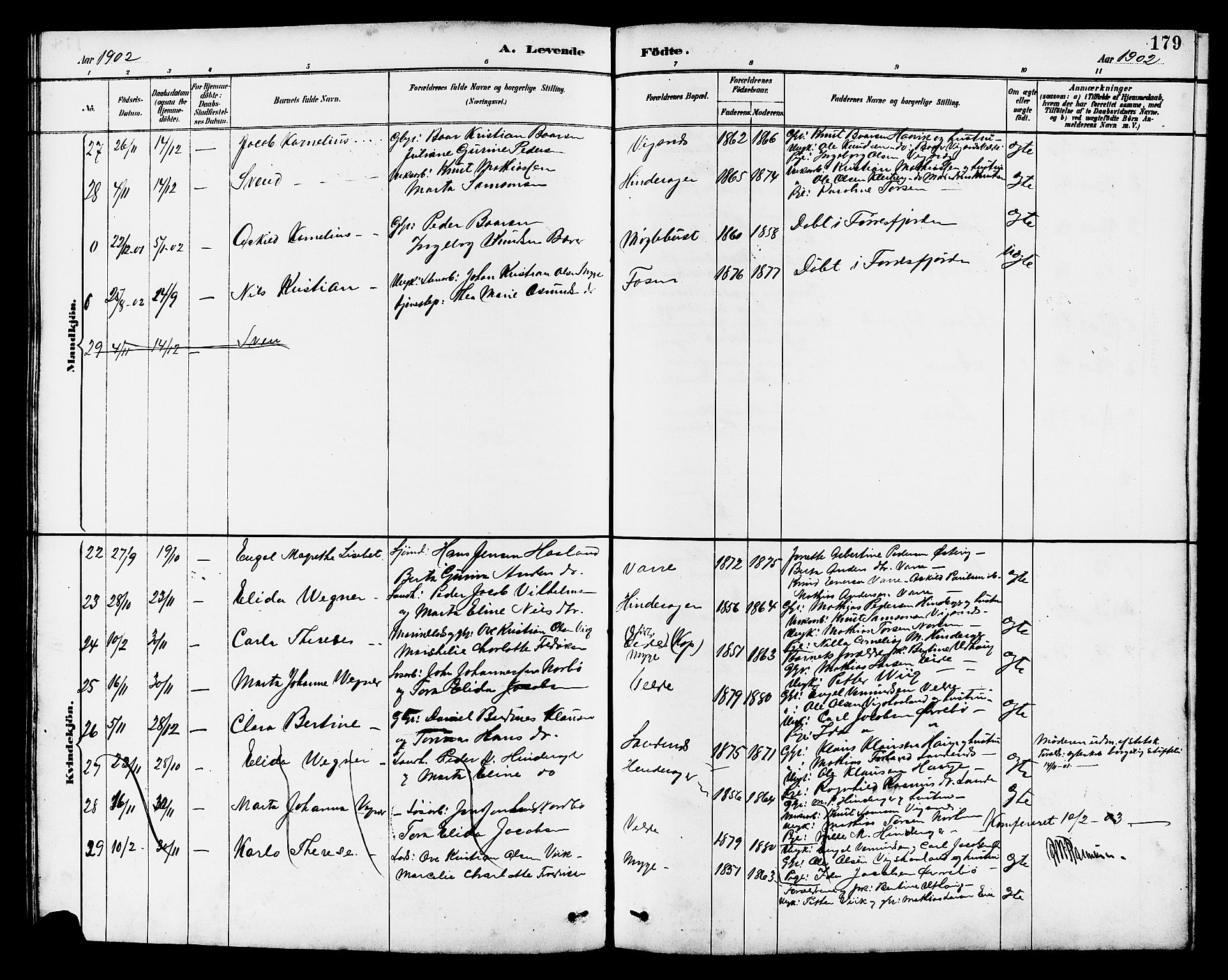 Avaldsnes sokneprestkontor, AV/SAST-A -101851/H/Ha/Hab/L0007: Klokkerbok nr. B 7, 1885-1909, s. 179