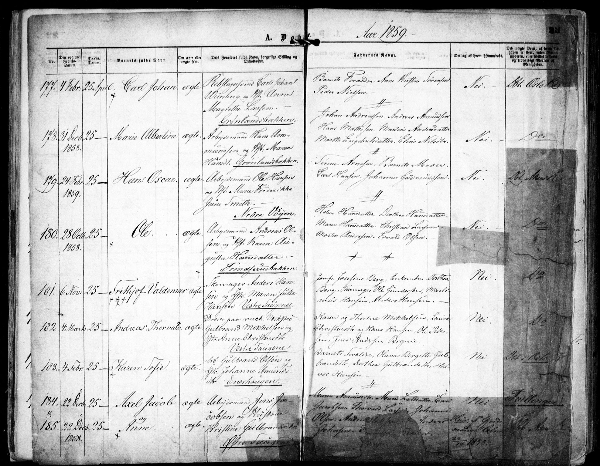 Grønland prestekontor Kirkebøker, SAO/A-10848/F/Fa/L0001: Ministerialbok nr. 1, 1859-1861, s. 23