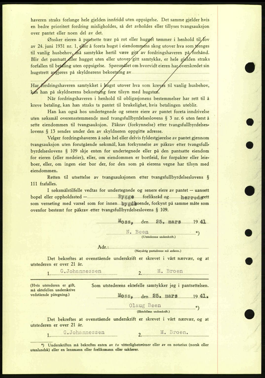 Moss sorenskriveri, SAO/A-10168: Pantebok nr. B10, 1940-1941, Dagboknr: 597/1941