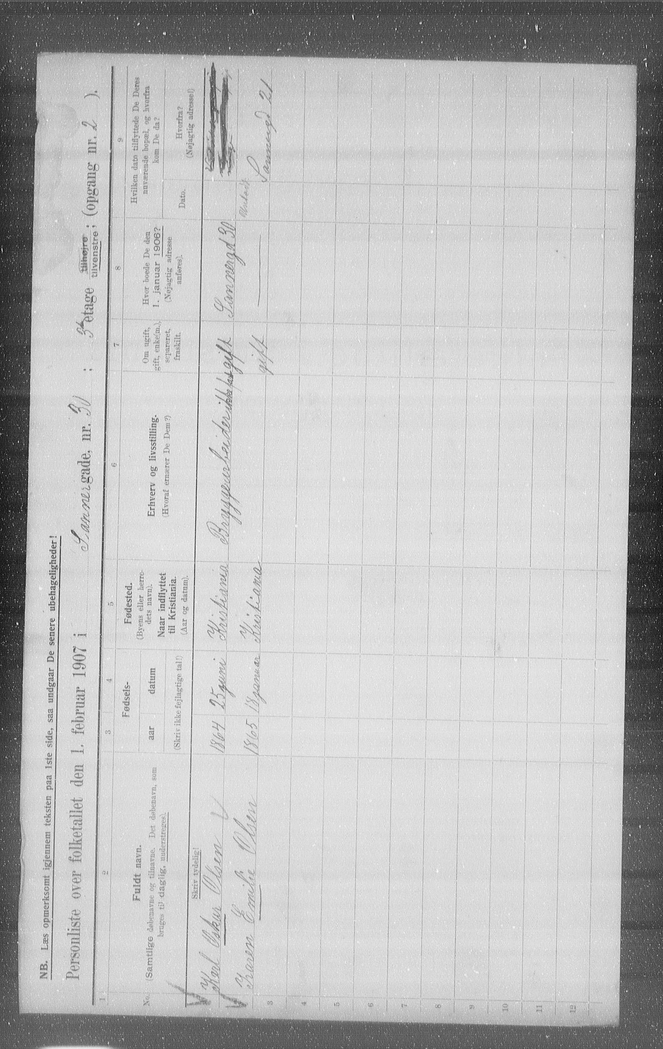OBA, Kommunal folketelling 1.2.1907 for Kristiania kjøpstad, 1907, s. 45543