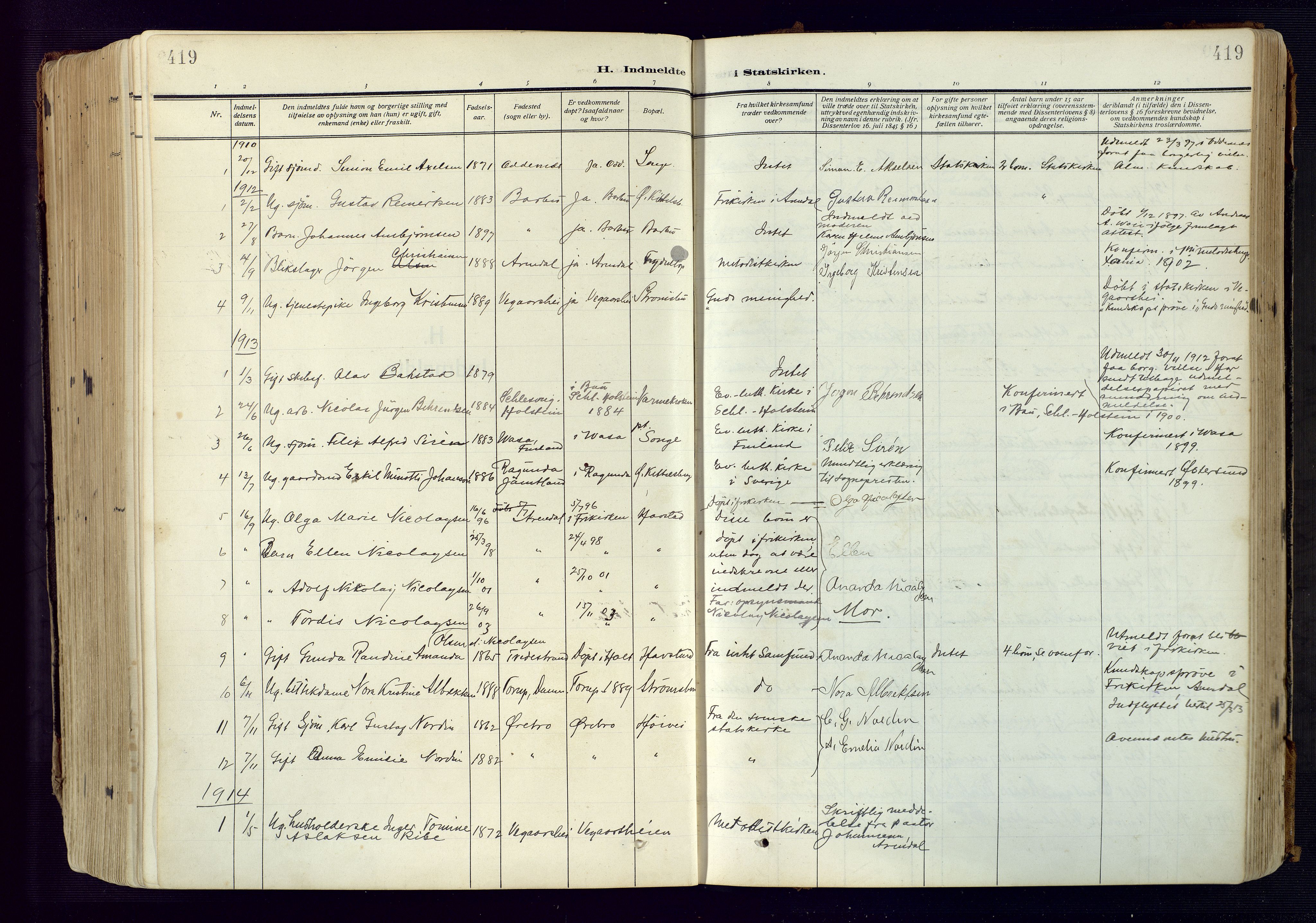 Barbu sokneprestkontor, AV/SAK-1111-0003/F/Fa/L0006: Ministerialbok nr. A 6, 1910-1929, s. 419