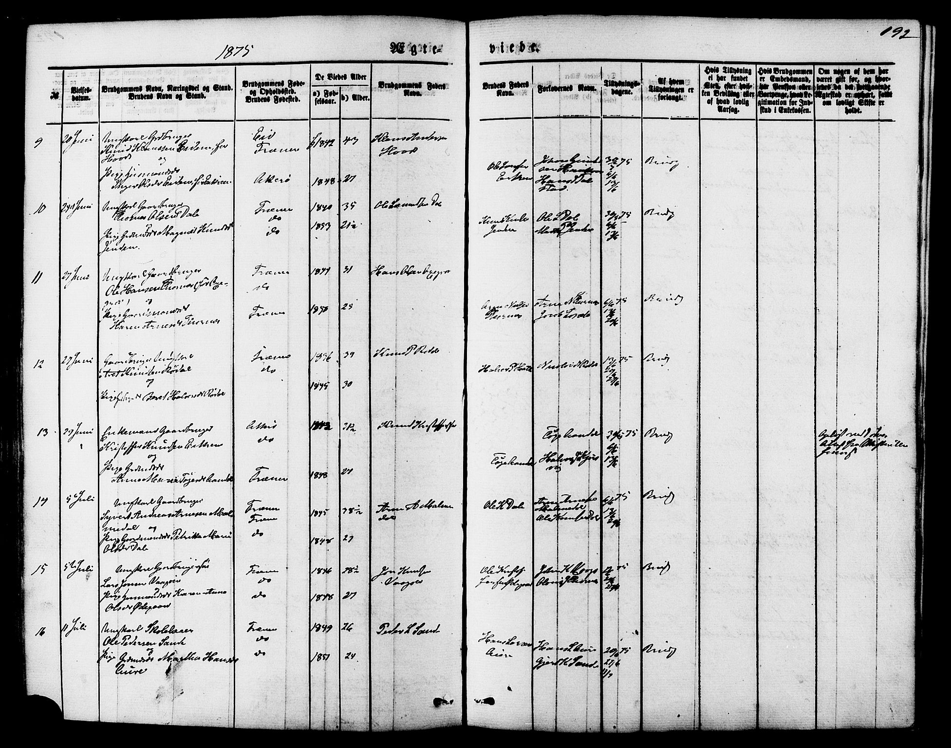 Ministerialprotokoller, klokkerbøker og fødselsregistre - Møre og Romsdal, AV/SAT-A-1454/565/L0749: Ministerialbok nr. 565A03, 1871-1886, s. 192