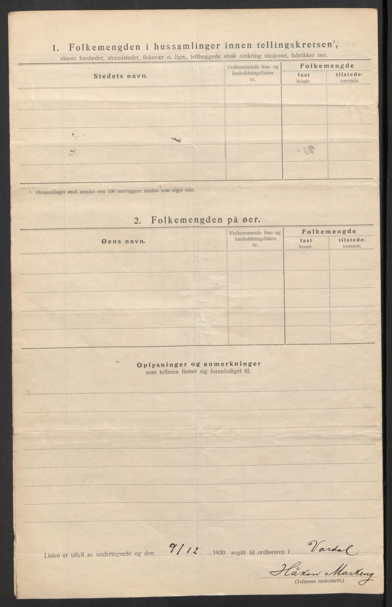 SAH, Folketelling 1920 for 0527 Vardal herred, 1920, s. 20