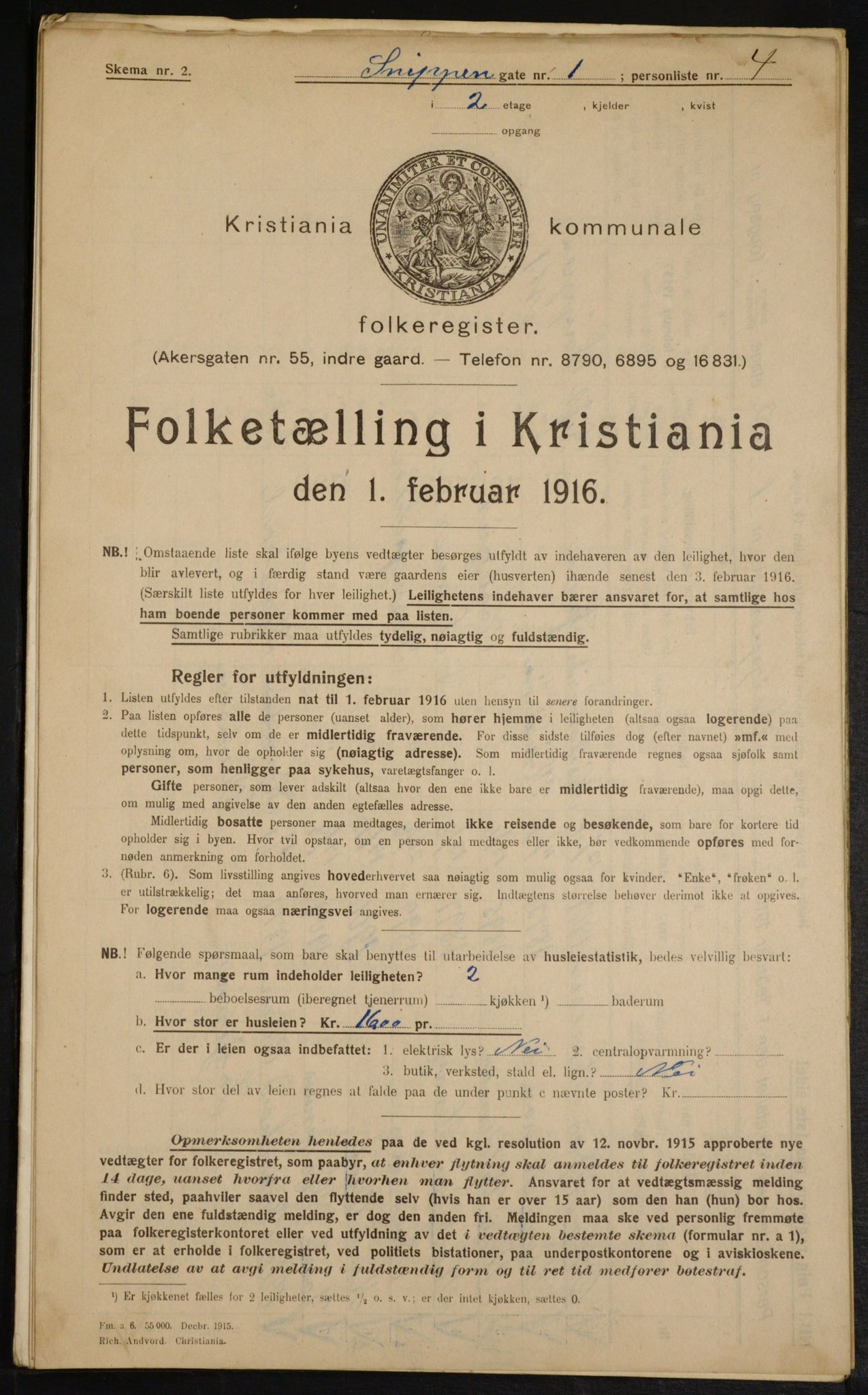 OBA, Kommunal folketelling 1.2.1916 for Kristiania, 1916, s. 100448