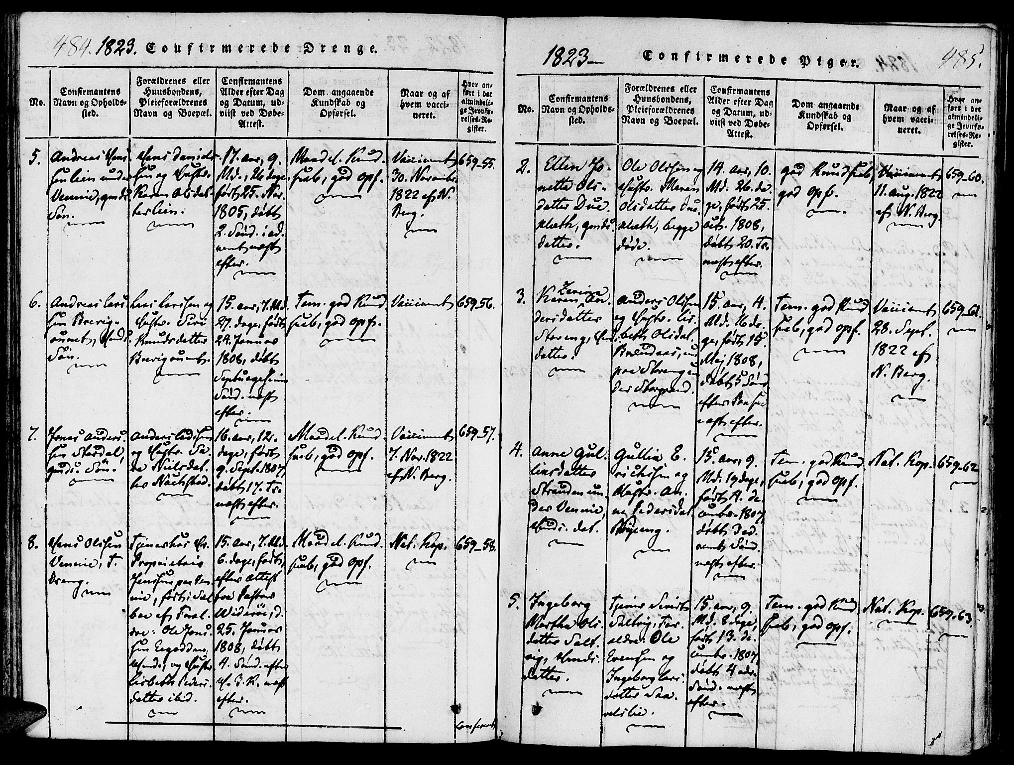 Ministerialprotokoller, klokkerbøker og fødselsregistre - Nord-Trøndelag, SAT/A-1458/733/L0322: Ministerialbok nr. 733A01, 1817-1842, s. 484-485