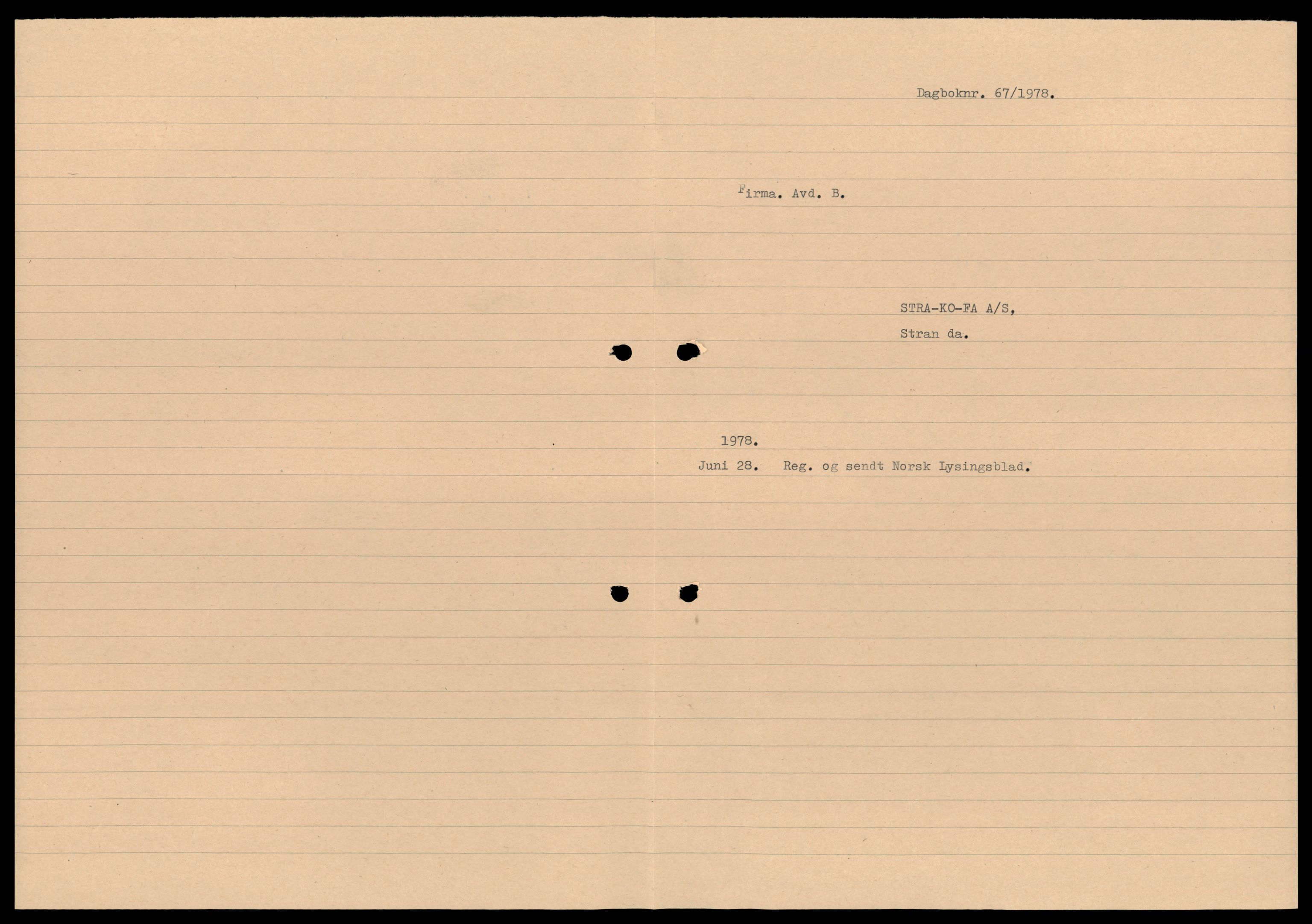 Nordre Sunnmøre sorenskriveri, SAT/A-0006/2/J/Jd/Jde/L0049: Bilag. Aksjeselskap, Strak-Stran, 1944-1990, s. 1