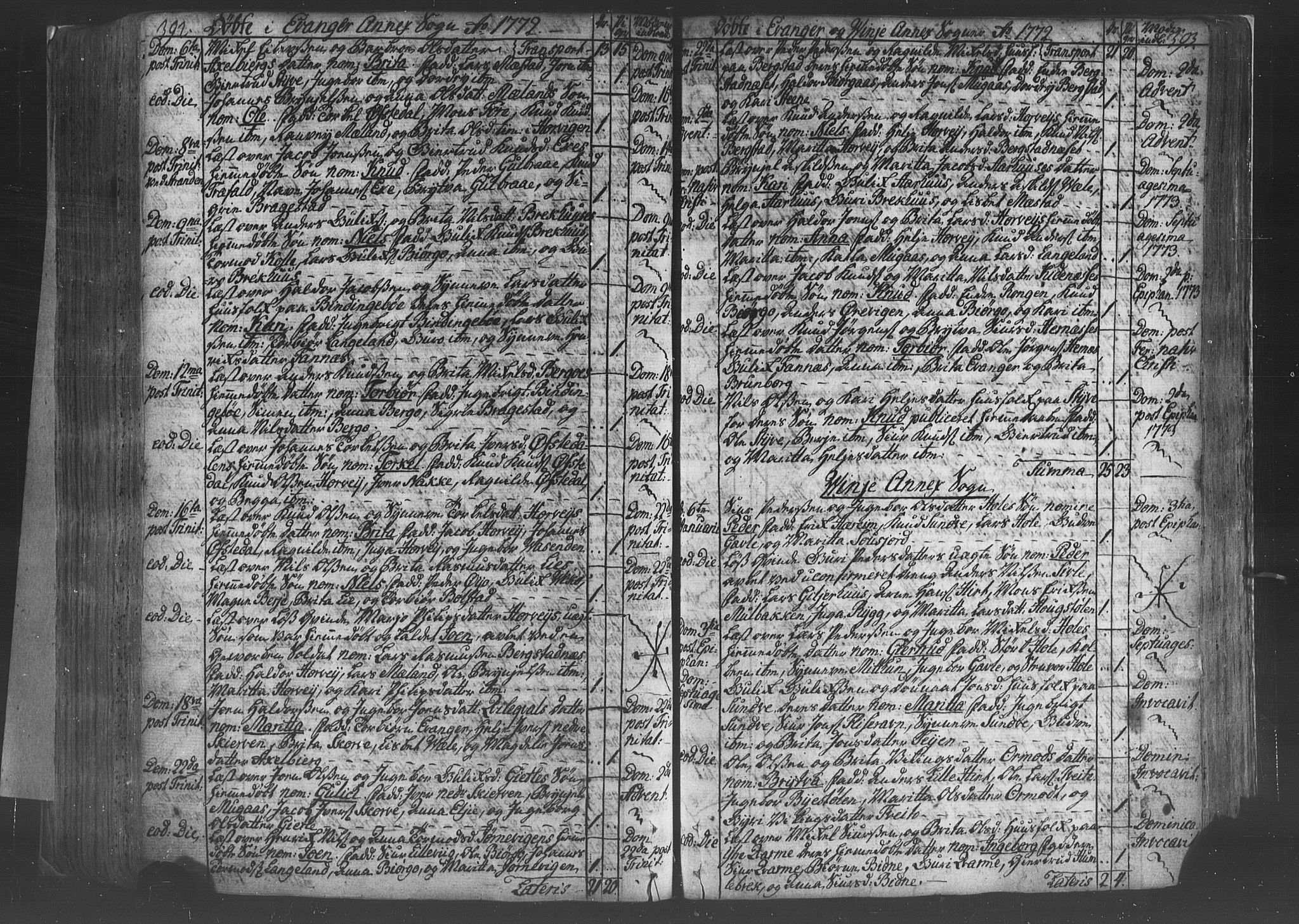 Voss sokneprestembete, SAB/A-79001/H/Haa: Ministerialbok nr. A 8, 1752-1780, s. 392-393