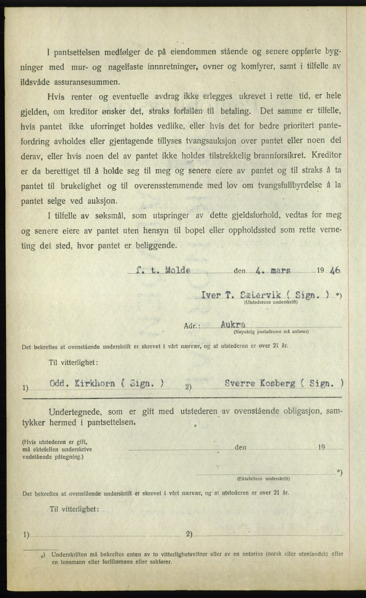 Romsdal sorenskriveri, AV/SAT-A-4149/1/2/2C: Pantebok nr. B3, 1946-1948, Dagboknr: 331/1946