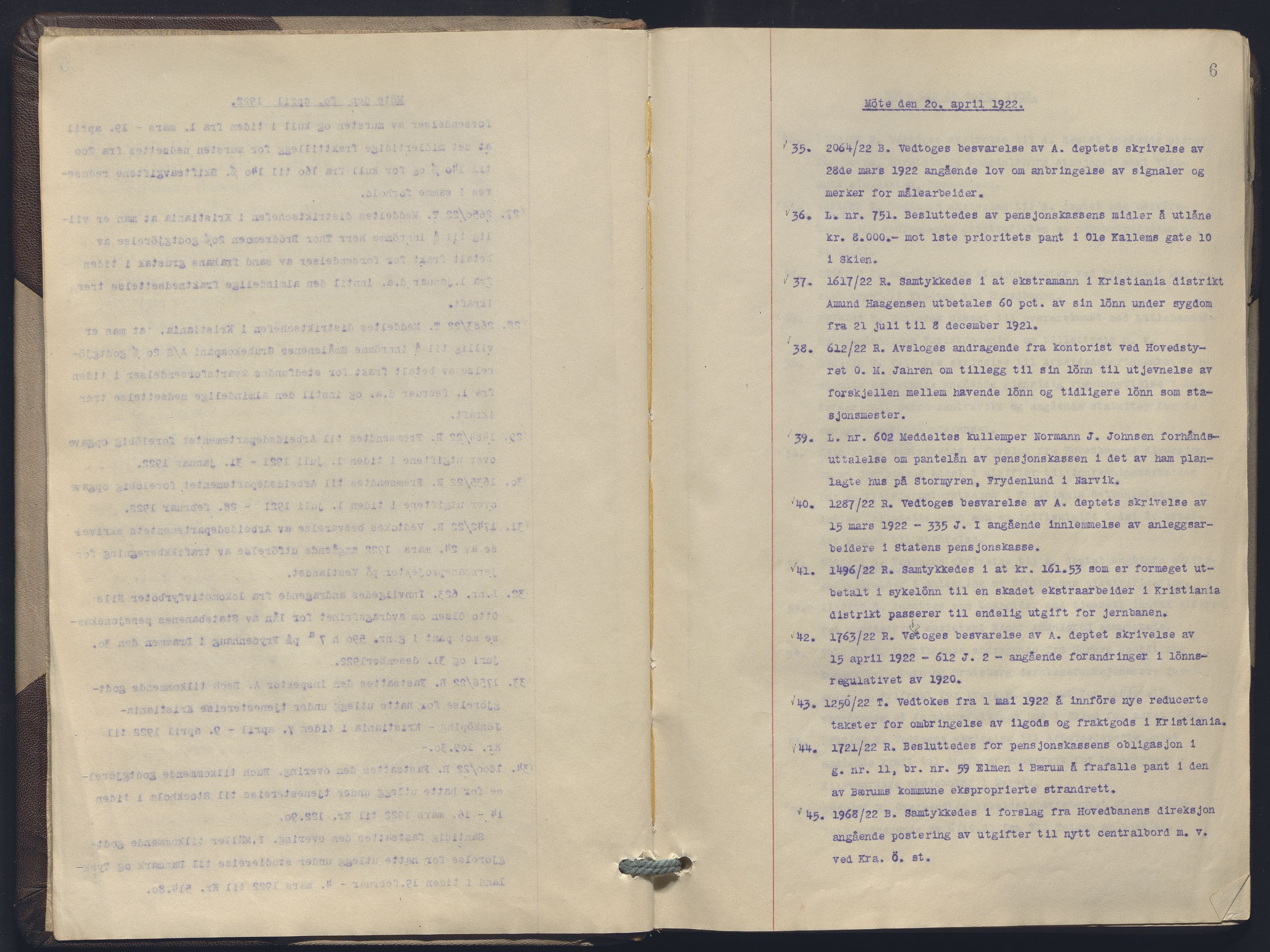 Norges statsbaner, Administrasjons- økonomi- og personalavdelingen, AV/RA-S-3412/A/Aa/L0019: Forhandlingsprotokoll, 1922-1924, s. 6