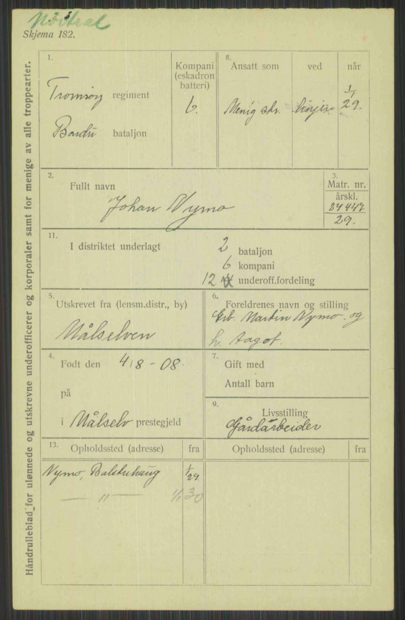 Forsvaret, Troms infanteriregiment nr. 16, AV/RA-RAFA-3146/P/Pa/L0013/0004: Rulleblad / Rulleblad for regimentets menige mannskaper, årsklasse 1929, 1929, s. 893