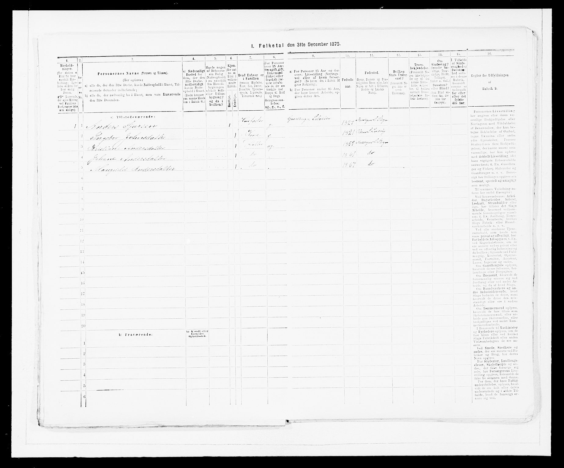 SAB, Folketelling 1875 for 1448P Stryn prestegjeld, 1875, s. 45