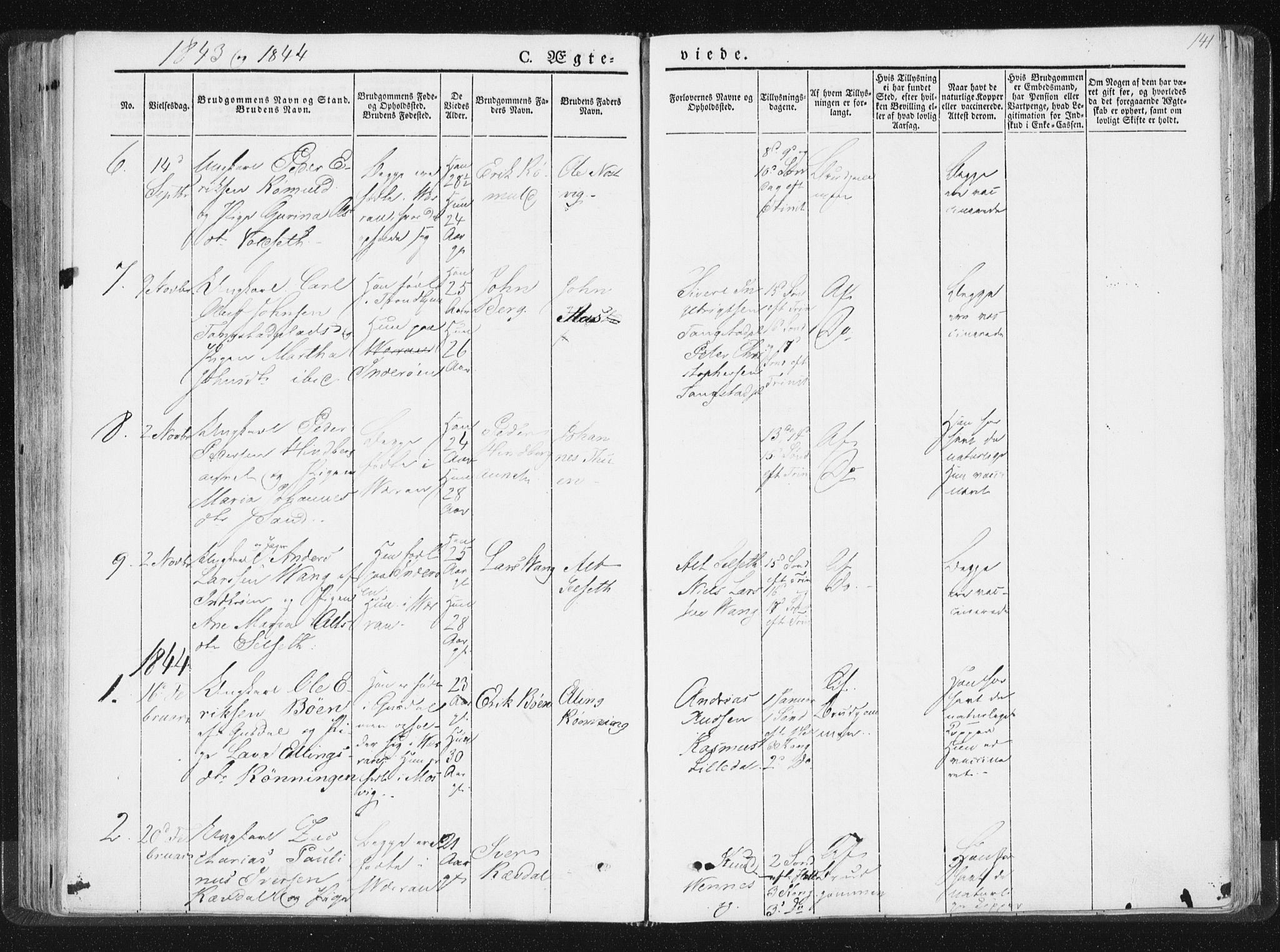 Ministerialprotokoller, klokkerbøker og fødselsregistre - Nord-Trøndelag, SAT/A-1458/744/L0418: Ministerialbok nr. 744A02, 1843-1866, s. 141