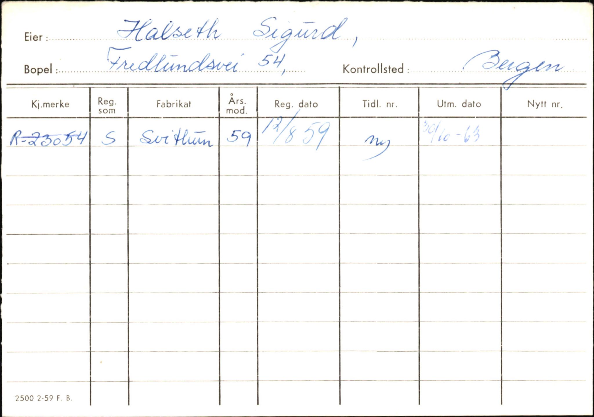 Statens vegvesen, Hordaland vegkontor, AV/SAB-A-5201/2/Ha/L0018: R-eierkort H, 1920-1971, s. 287