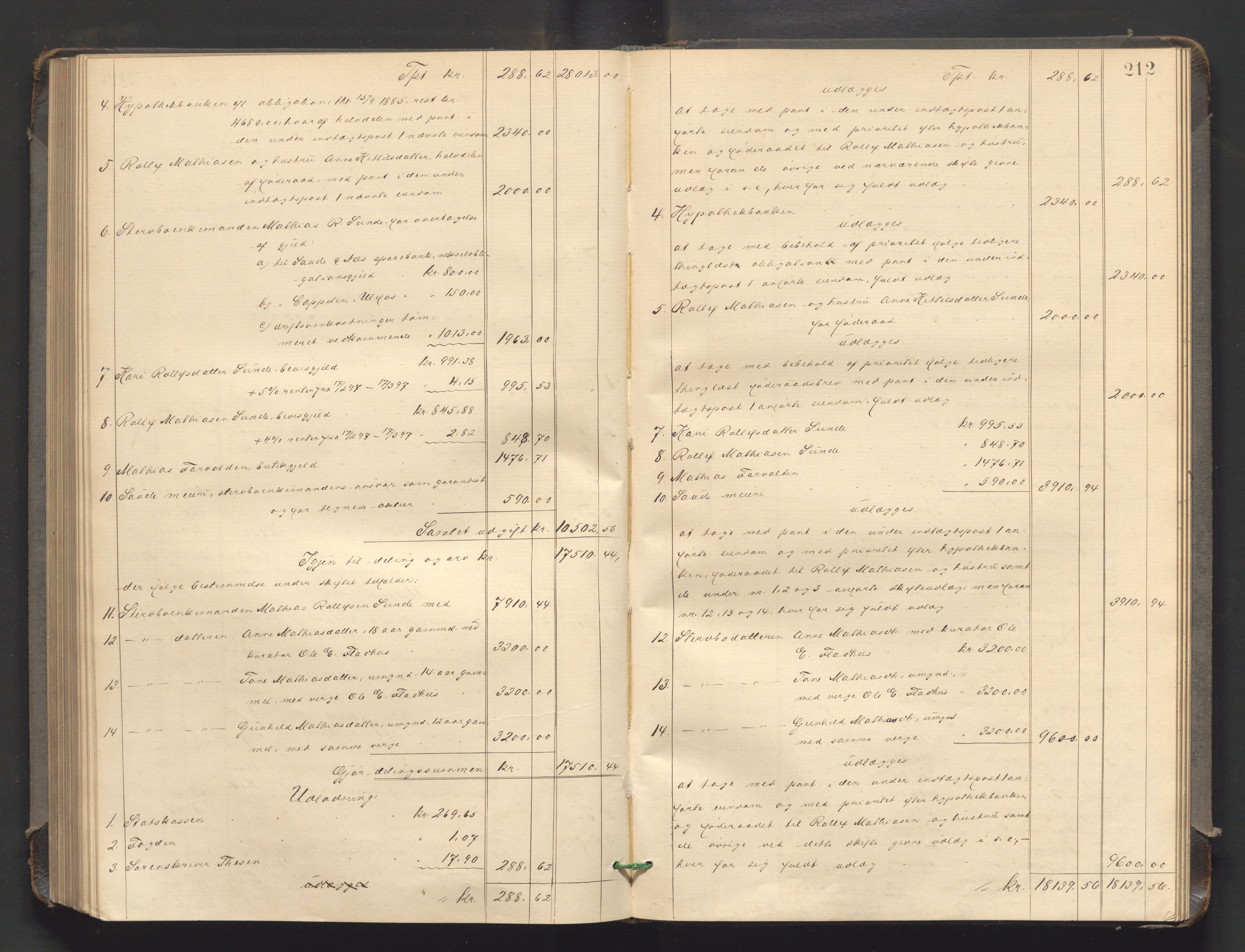 Nedre Telemark sorenskriveri, AV/SAKO-A-135/H/Hb/Hbe/L0004: Skifteutlodningsprotokoll, 1892-1898, s. 211b-212a
