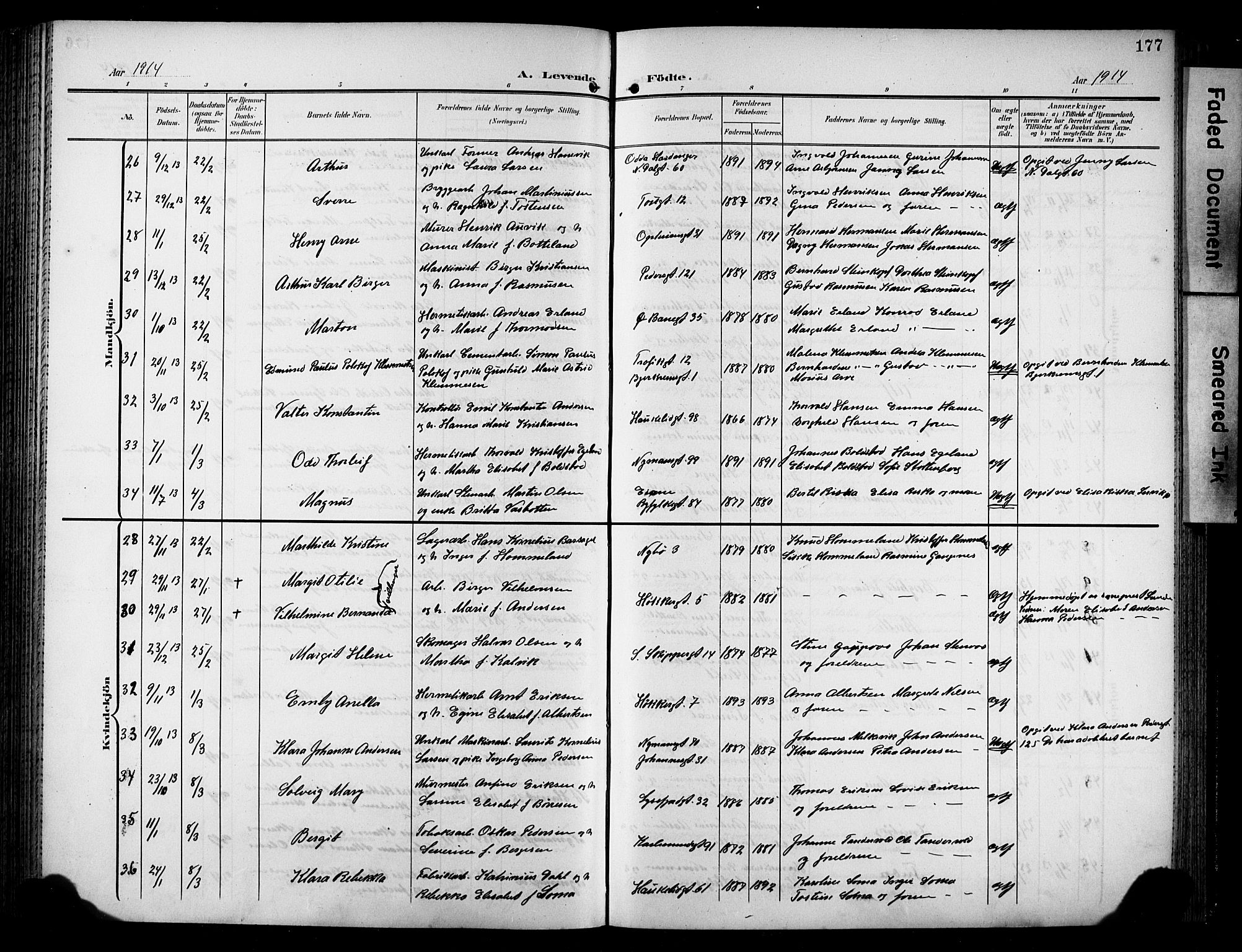 St. Johannes sokneprestkontor, SAST/A-101814/001/30/30BB/L0006: Klokkerbok nr. B 6, 1907-1917, s. 177