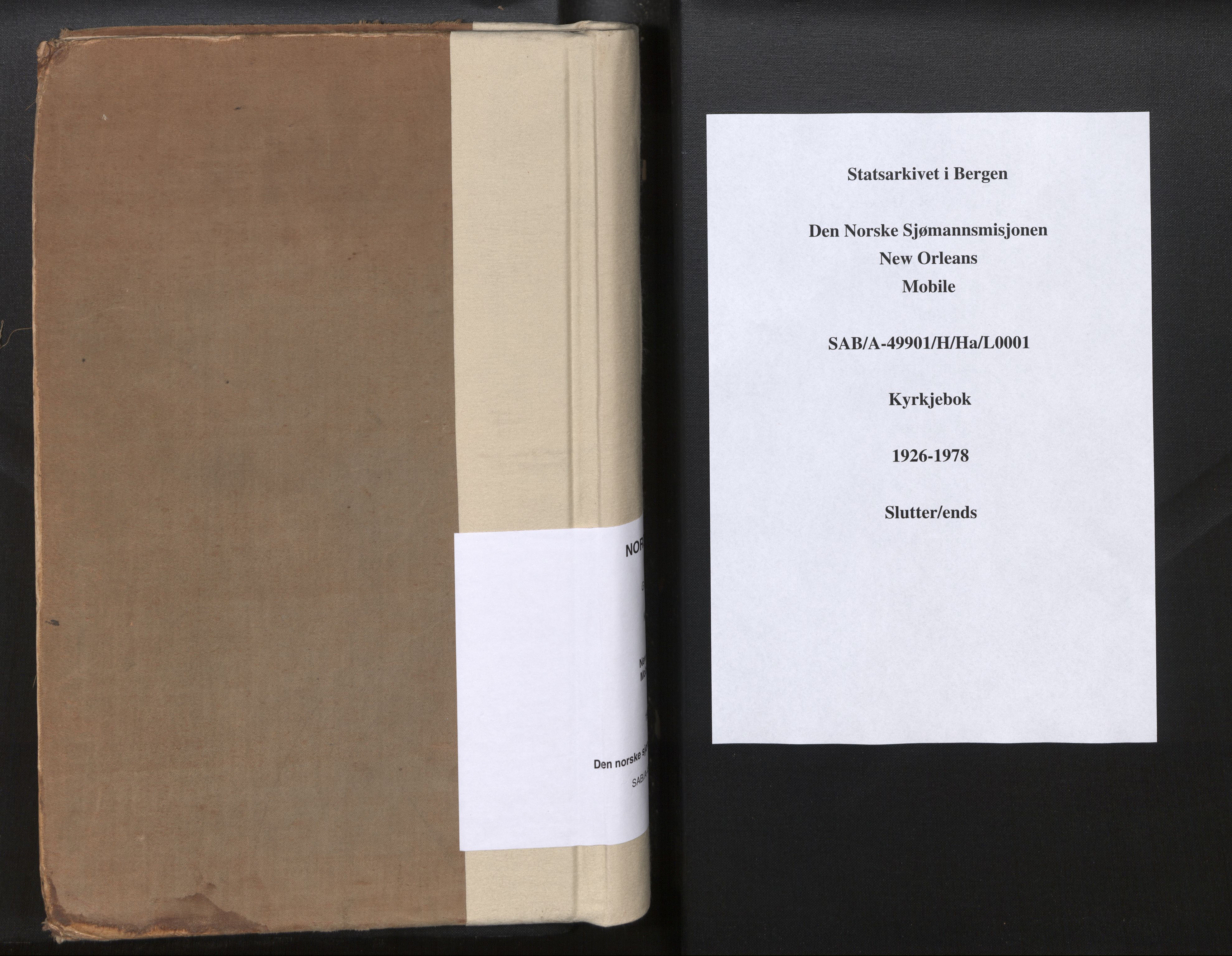 Den norske sjømannsmisjon i utlandet/New Orleans-Mobile-Gulfhavnene, AV/SAB-SAB/PA-0115/H/Ha/L0001: Ministerialbok nr. A 1, 1927-1978