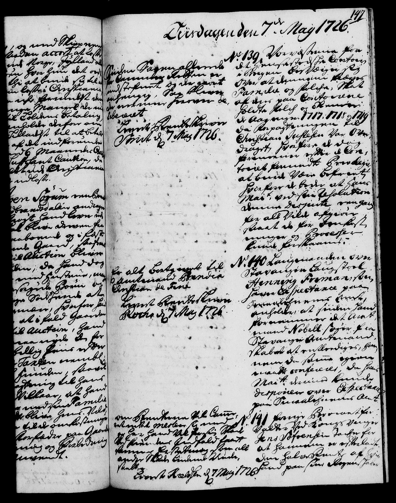 Rentekammeret, Kammerkanselliet, RA/EA-3111/G/Gh/Gha/L0008: Norsk ekstraktmemorialprotokoll (merket RK 53.53), 1725-1726, s. 147