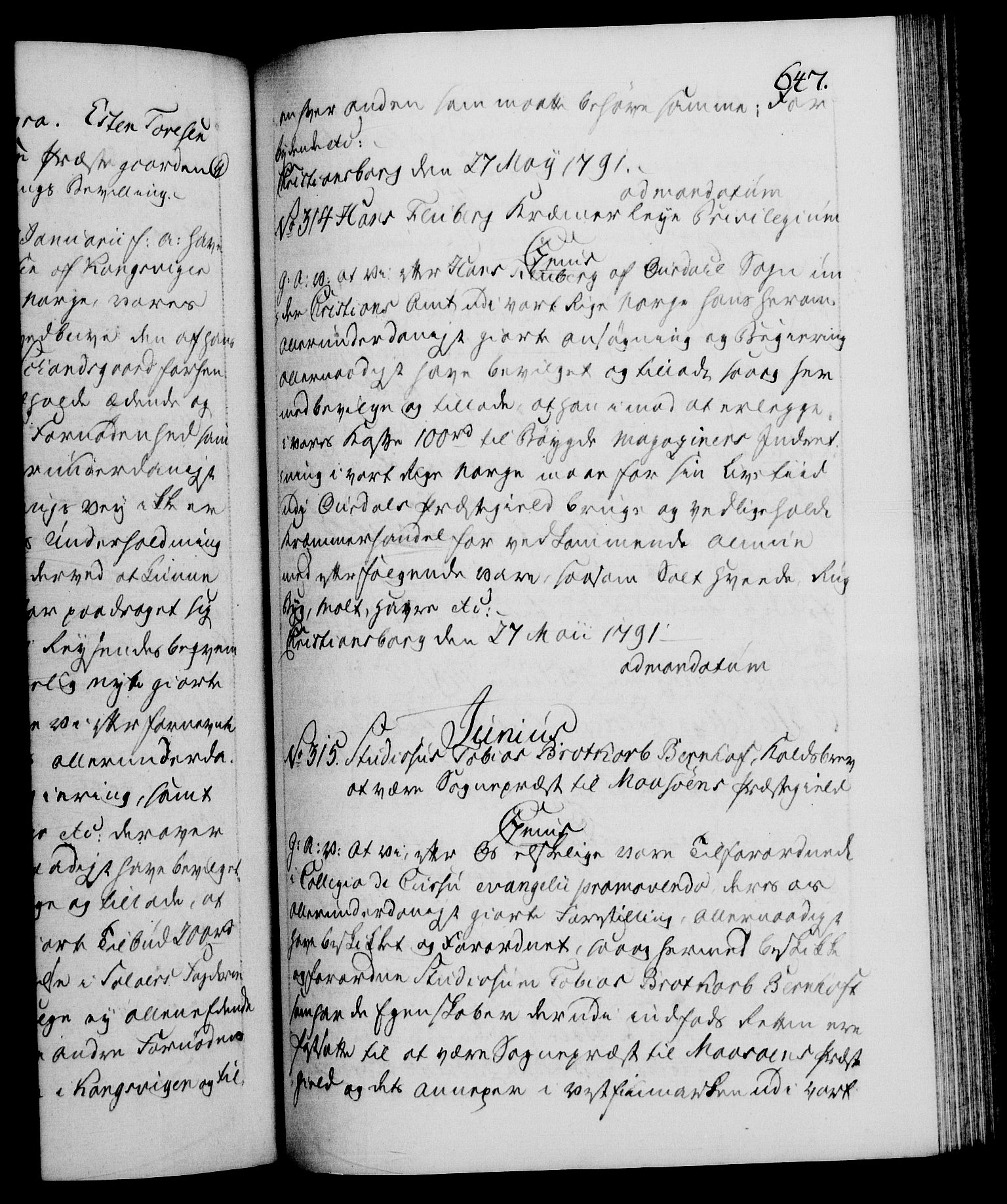 Danske Kanselli 1572-1799, RA/EA-3023/F/Fc/Fca/Fcaa/L0053: Norske registre, 1790-1791, s. 647a