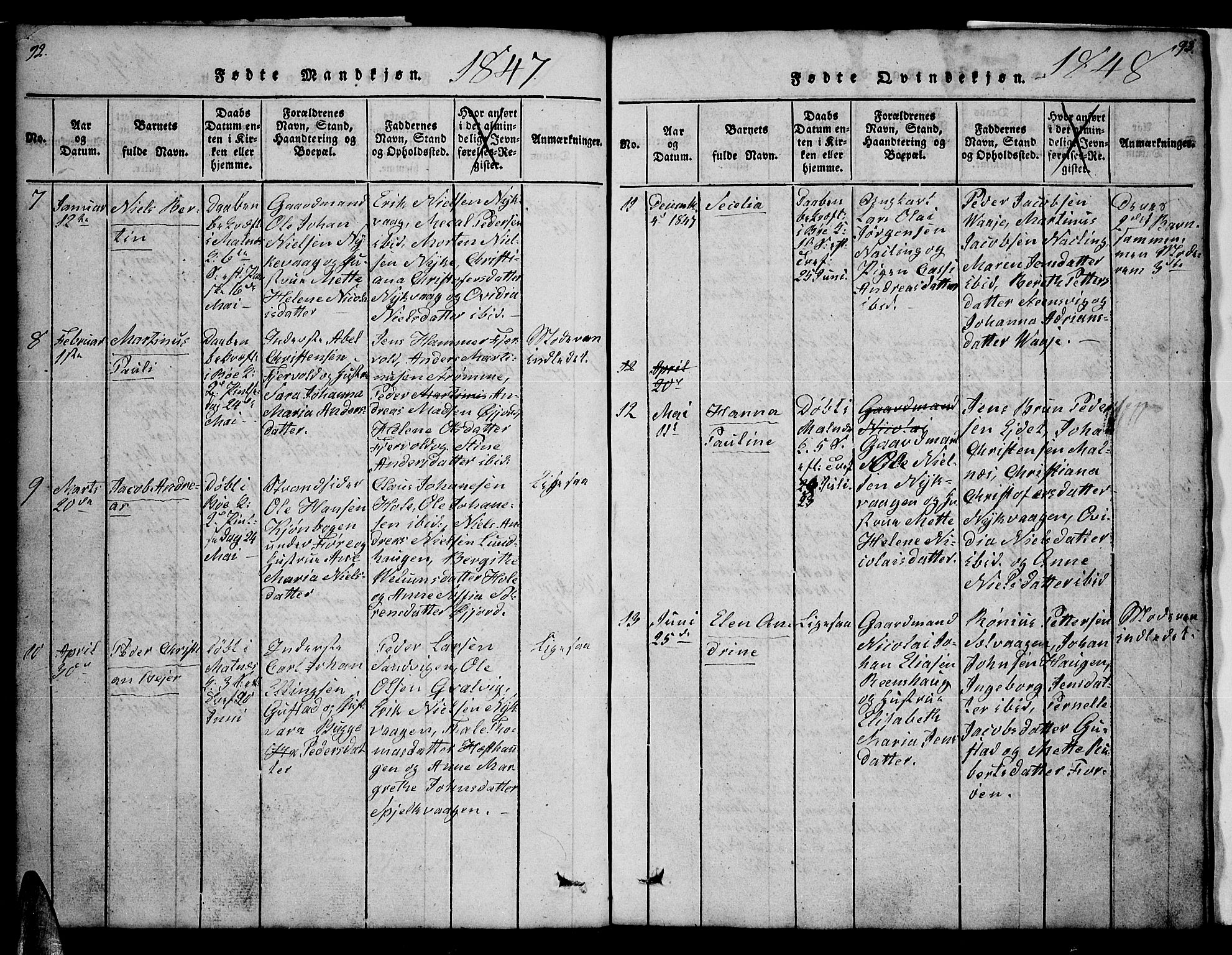 Ministerialprotokoller, klokkerbøker og fødselsregistre - Nordland, AV/SAT-A-1459/891/L1312: Klokkerbok nr. 891C01, 1820-1856, s. 92-93