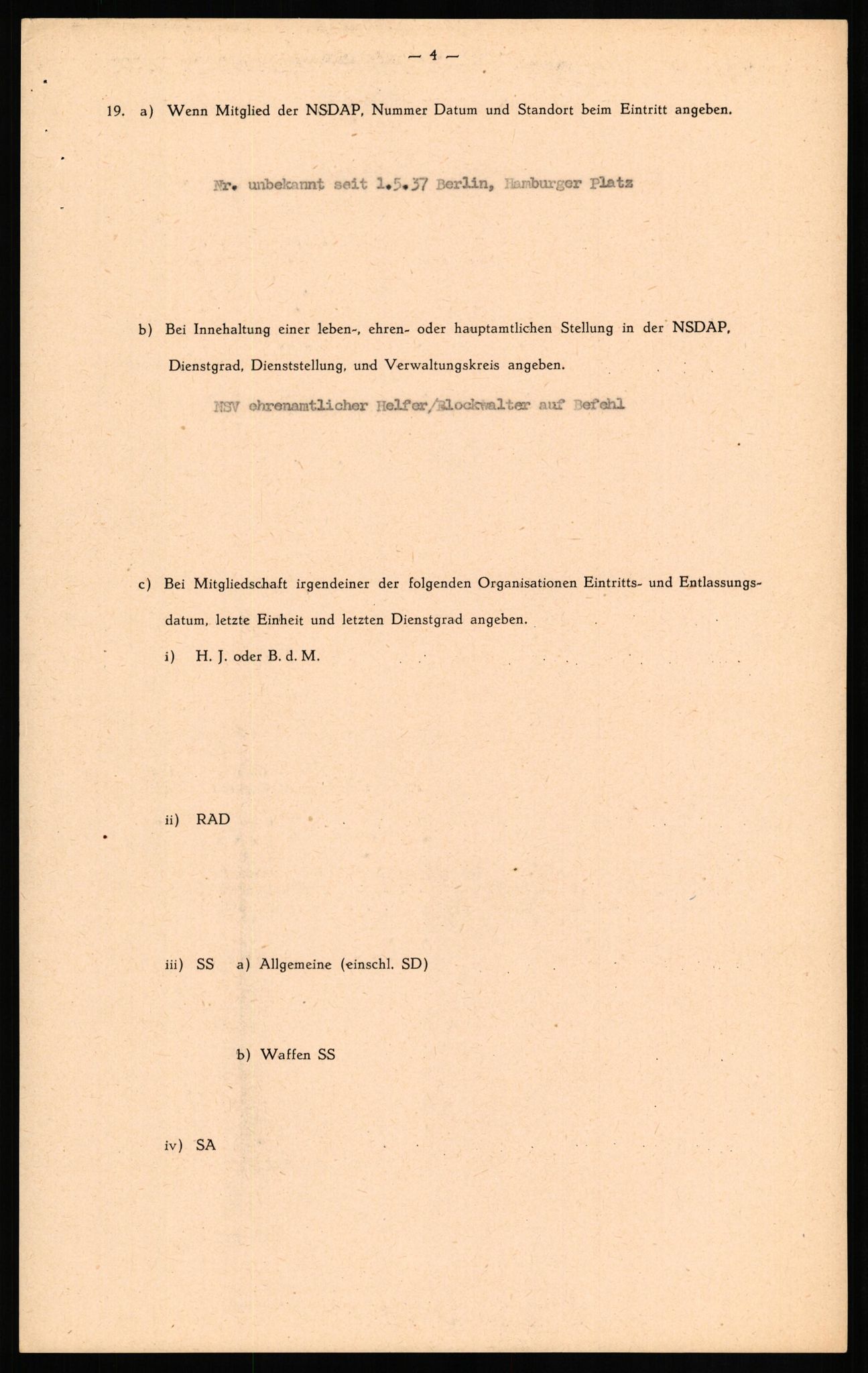Forsvaret, Forsvarets overkommando II, AV/RA-RAFA-3915/D/Db/L0019: CI Questionaires. Tyske okkupasjonsstyrker i Norge. Tyskere., 1945-1946, s. 6