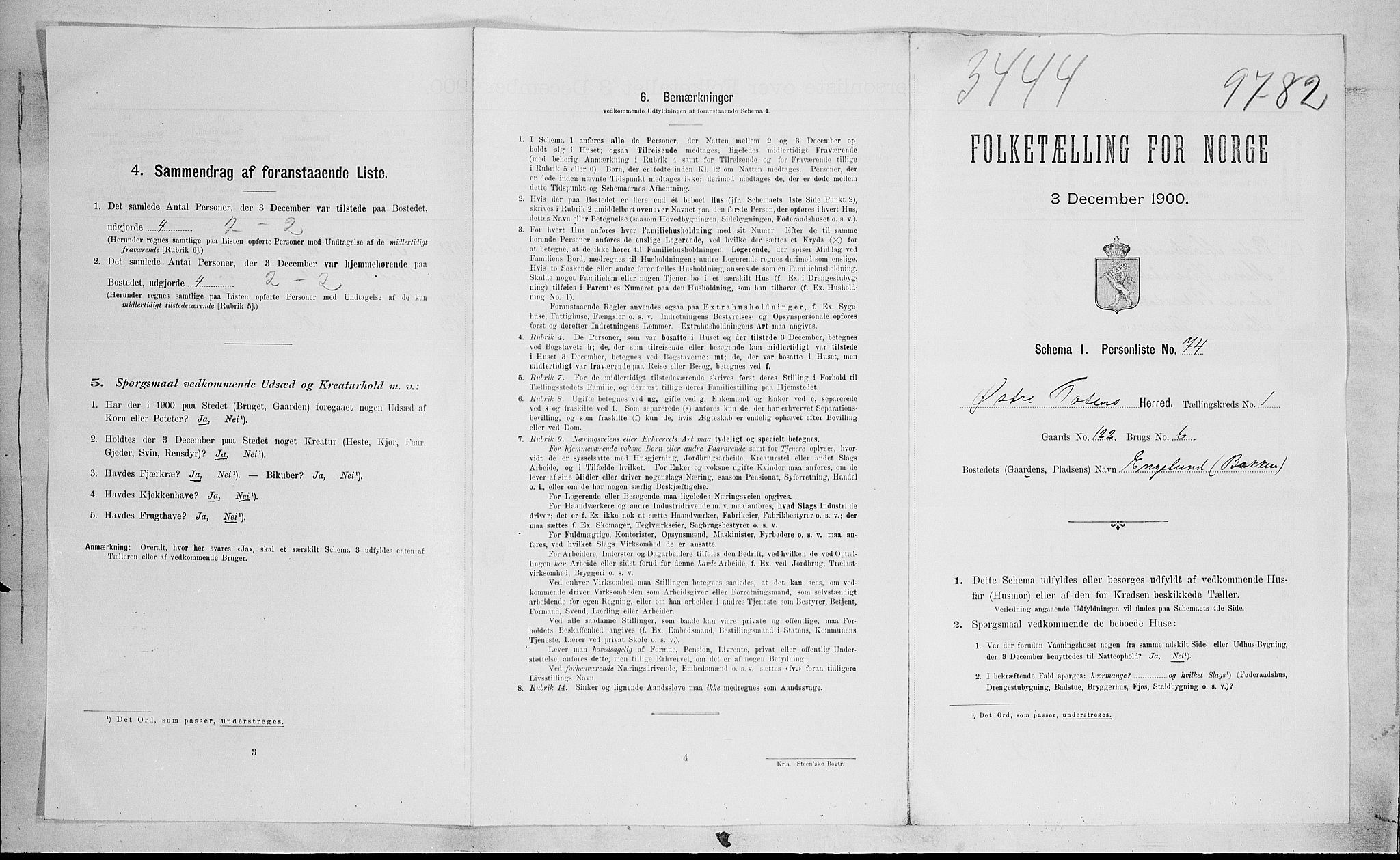 SAH, Folketelling 1900 for 0528 Østre Toten herred, 1900, s. 73