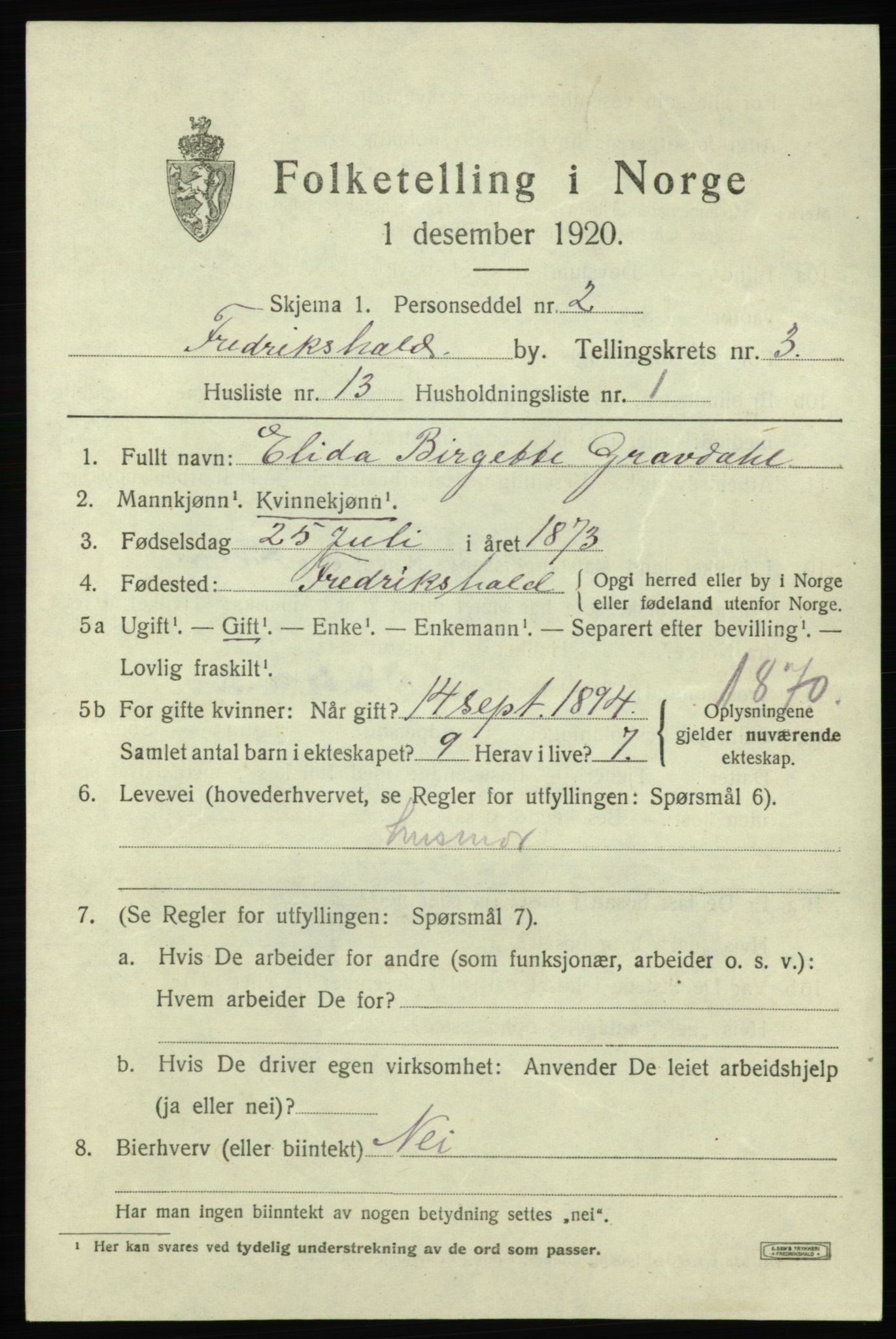 SAO, Folketelling 1920 for 0101 Fredrikshald kjøpstad, 1920, s. 10774