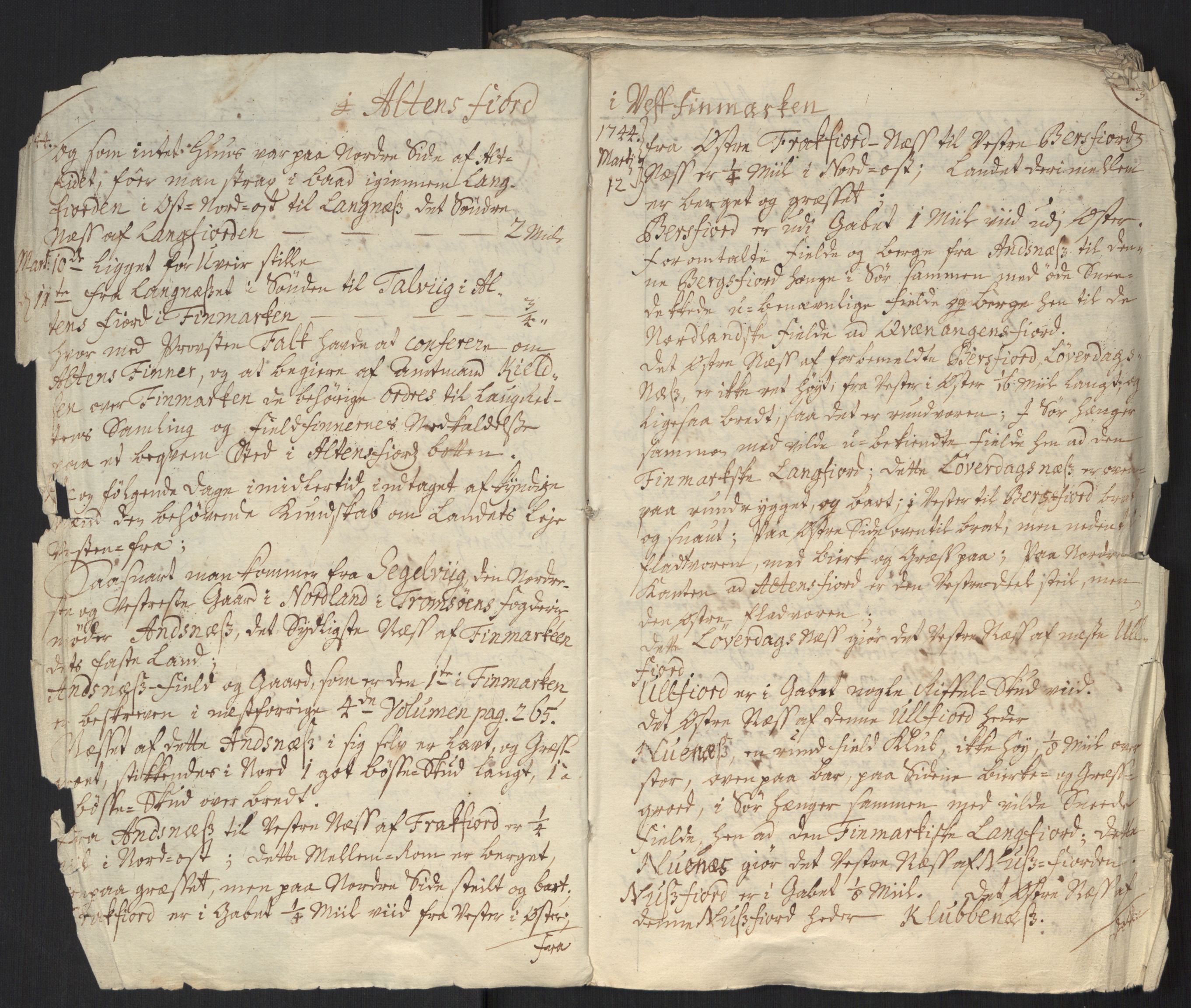 Danske Kanselli, Grensearkivet, RA/EA-4062/F/L0011a/0003: Volum XXIII-XXVIa / Vol. XXV: Major Schnitlers grenseeksaminasjonsprotokoll, 5. bind, 1744, s. 2-3