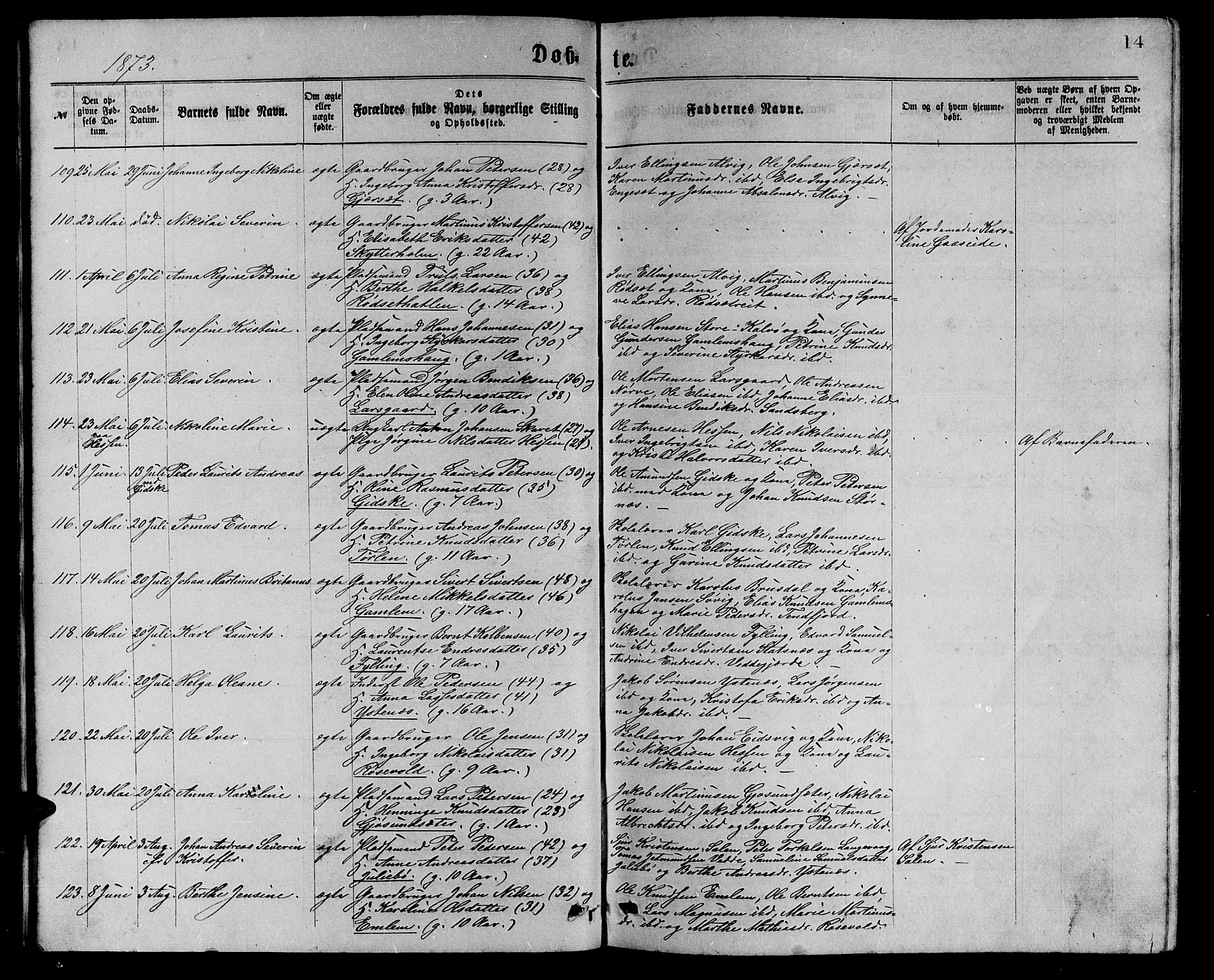 Ministerialprotokoller, klokkerbøker og fødselsregistre - Møre og Romsdal, AV/SAT-A-1454/528/L0429: Klokkerbok nr. 528C10, 1872-1886, s. 14