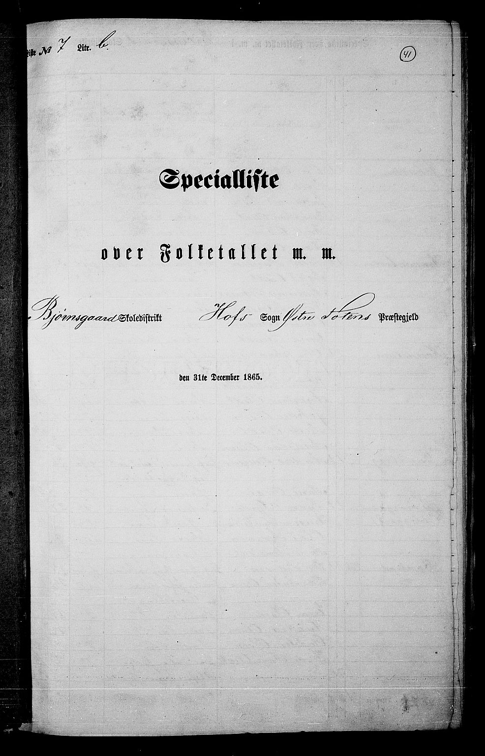 RA, Folketelling 1865 for 0528P Østre Toten prestegjeld, 1865, s. 170
