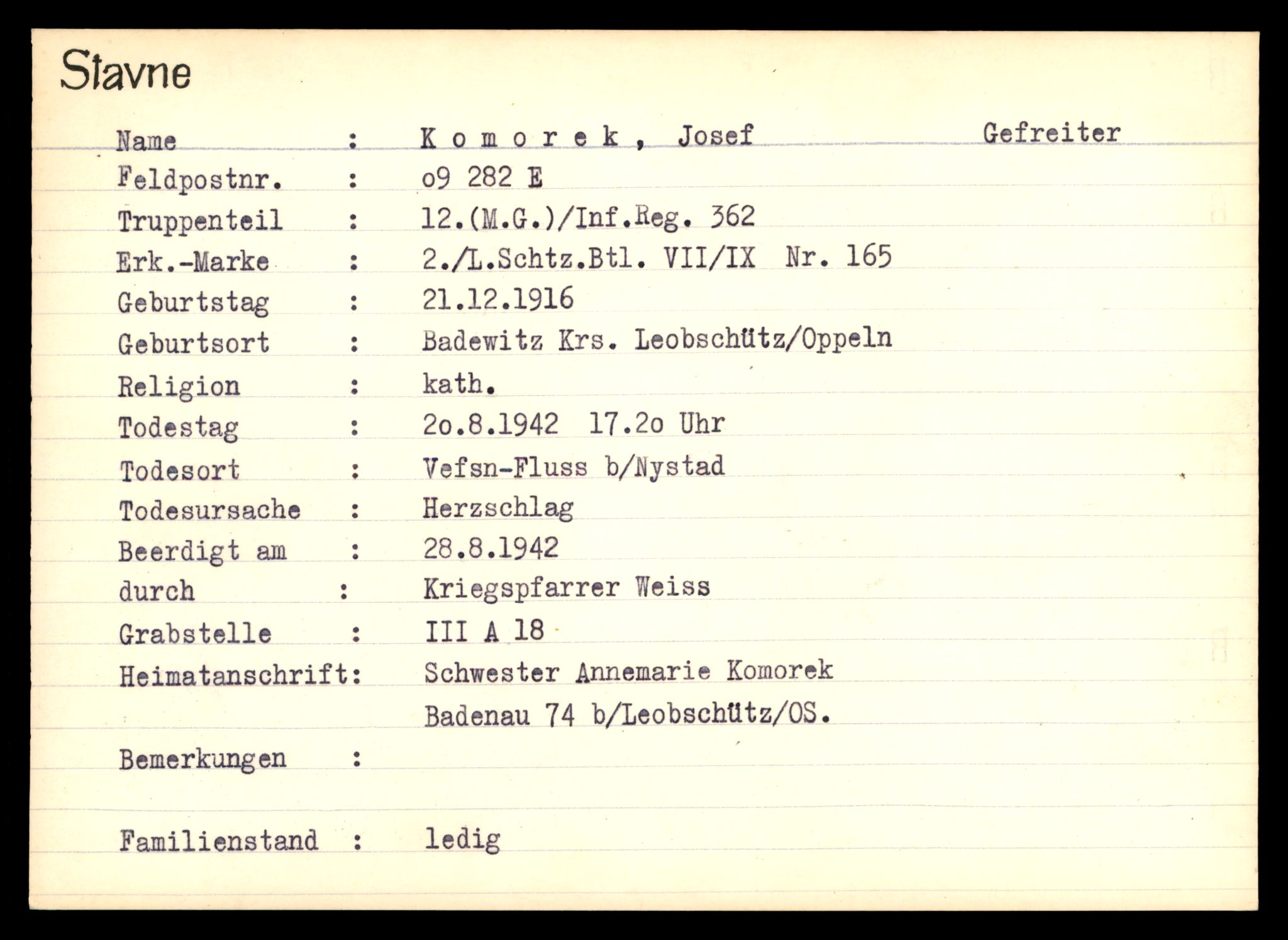 Distriktskontoret for krigsgraver, AV/SAT-A-5030/E/L0003: Kasett/kartotek over tysk Krigskirkegård Stavne, 1945, s. 719