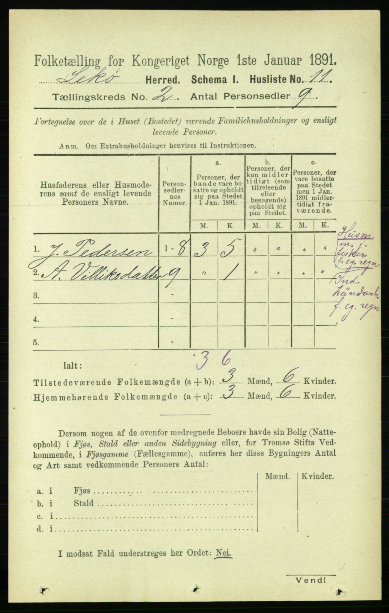 RA, Folketelling 1891 for 1755 Leka herred, 1891, s. 917