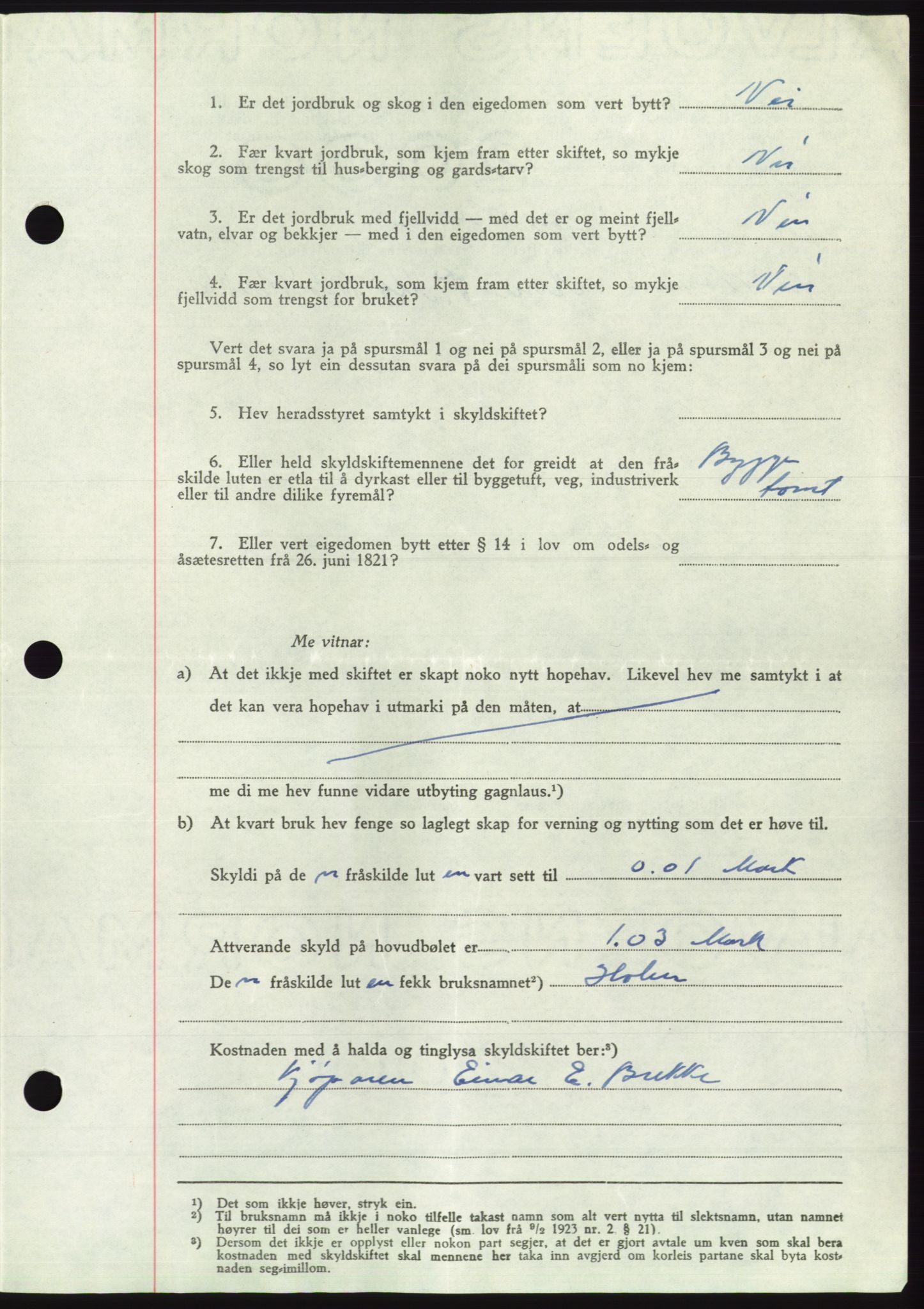 Søre Sunnmøre sorenskriveri, AV/SAT-A-4122/1/2/2C/L0084: Pantebok nr. 10A, 1949-1949, Dagboknr: 1084/1949