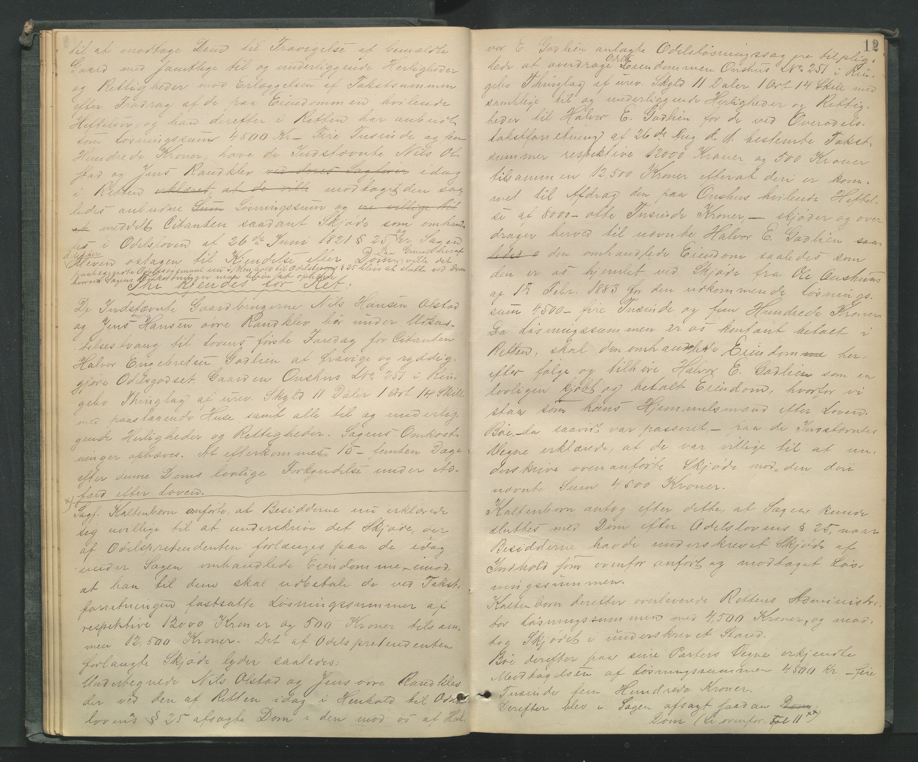 Mellom-Gudbrandsdal sorenskriveri, AV/SAH-TING-038/G/Gb/L0007: Tingbok, 1884-1888, s. 11b-12a