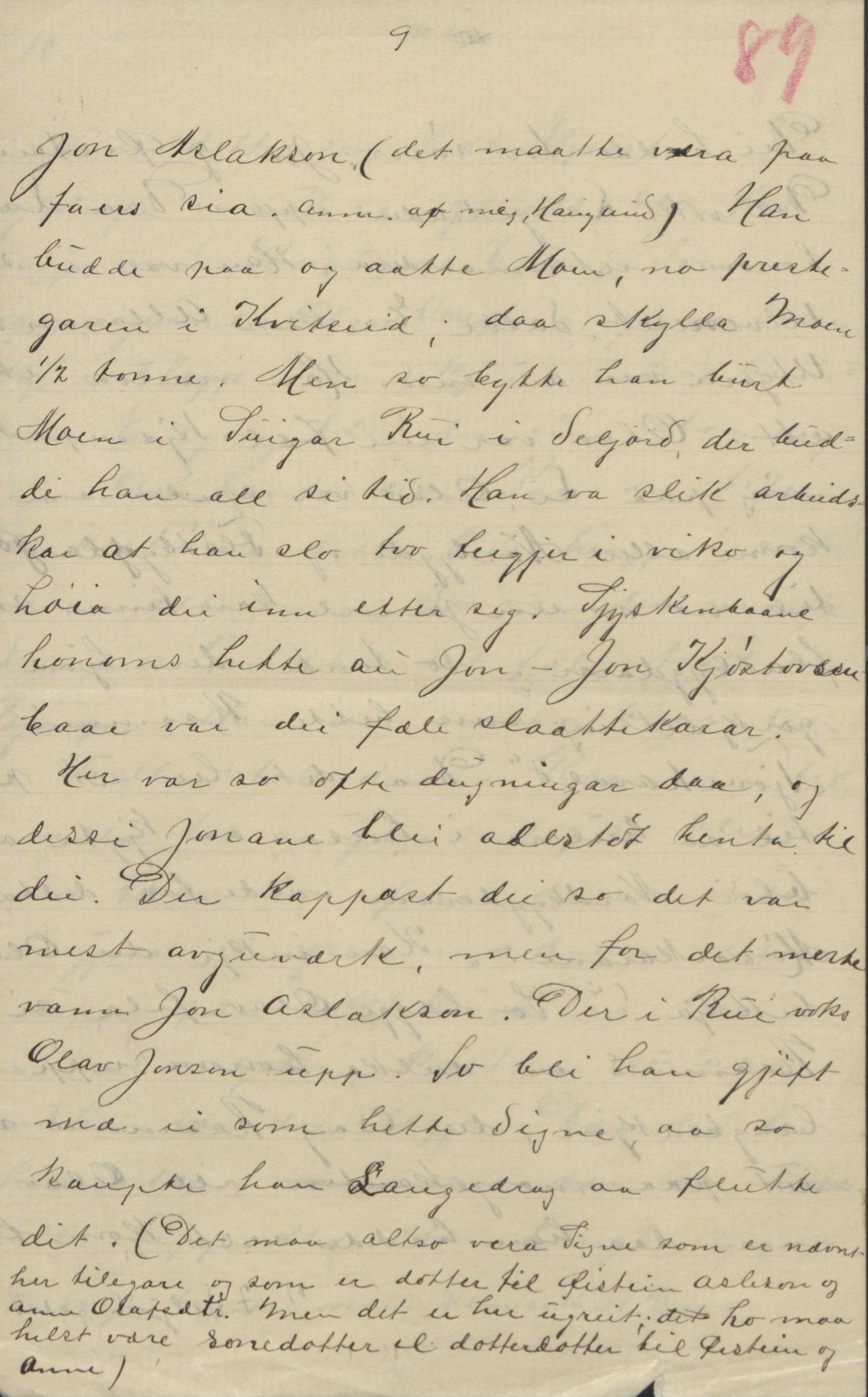 Rikard Berge, TEMU/TGM-A-1003/F/L0004/0053: 101-159 / 157 Manuskript, notatar, brev o.a. Nokre leiker, manuskript, 1906-1908, s. 89