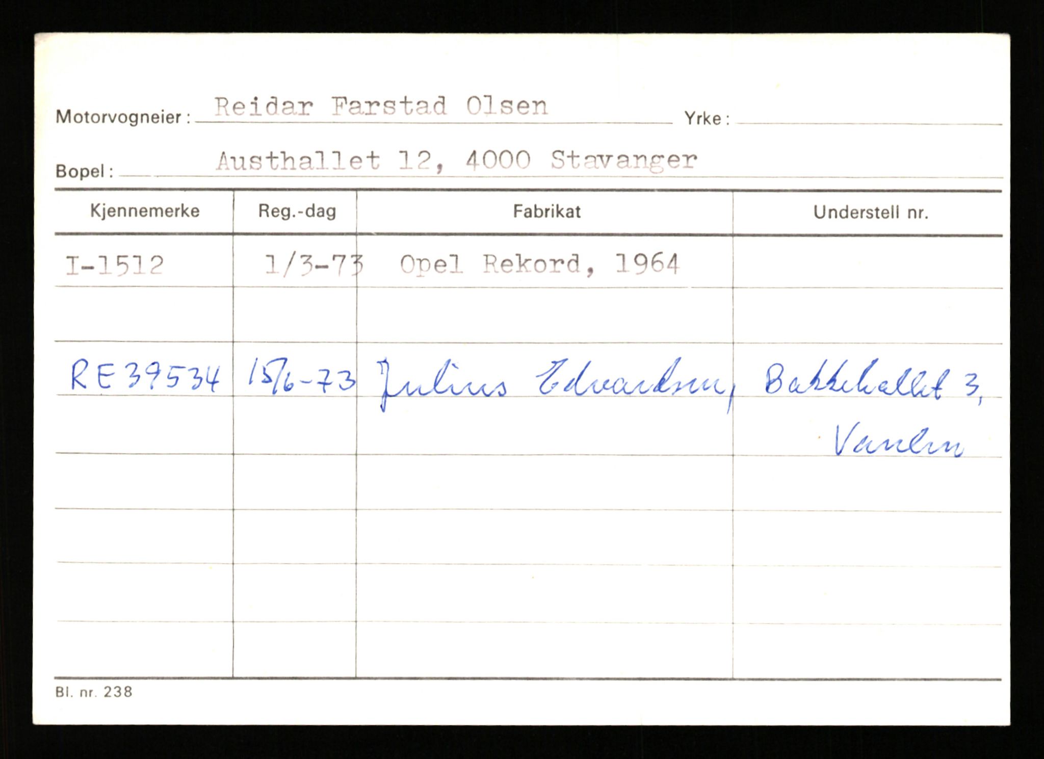 Stavanger trafikkstasjon, SAST/A-101942/0/G/L0001: Registreringsnummer: 0 - 5782, 1930-1971, s. 997