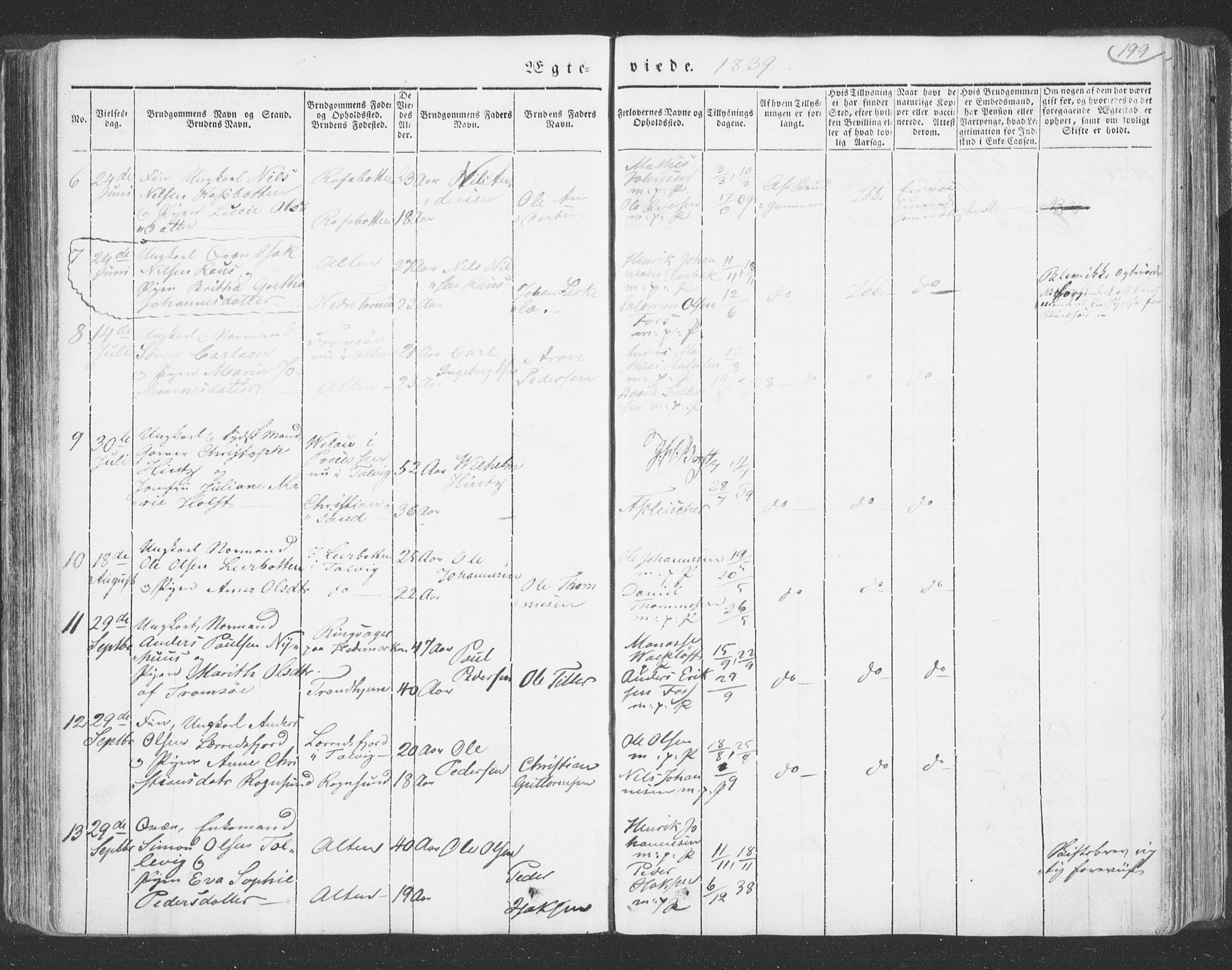 Talvik sokneprestkontor, SATØ/S-1337/H/Ha/L0009kirke: Ministerialbok nr. 9, 1837-1852, s. 199