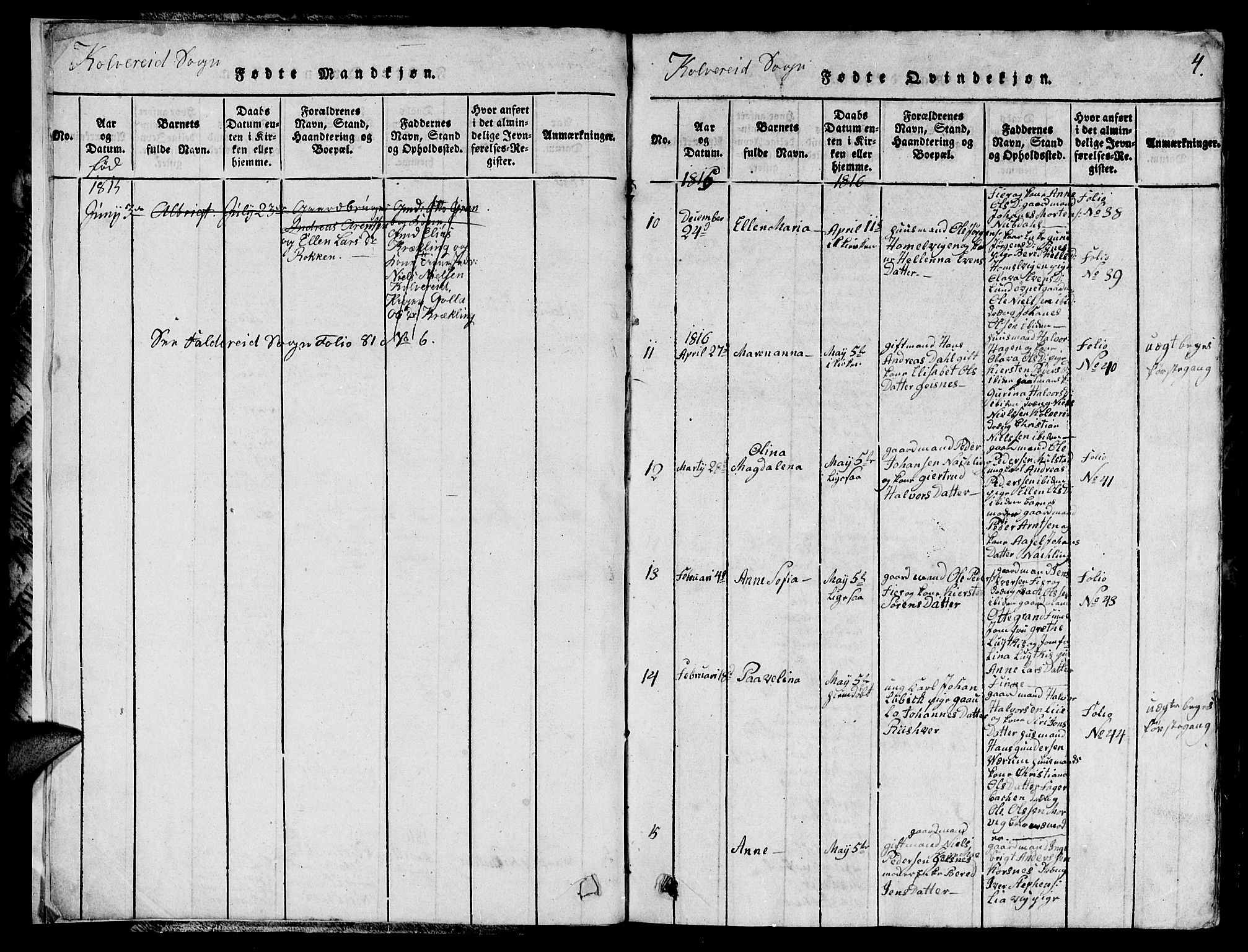 Ministerialprotokoller, klokkerbøker og fødselsregistre - Nord-Trøndelag, SAT/A-1458/780/L0648: Klokkerbok nr. 780C01 /1, 1815-1870, s. 4