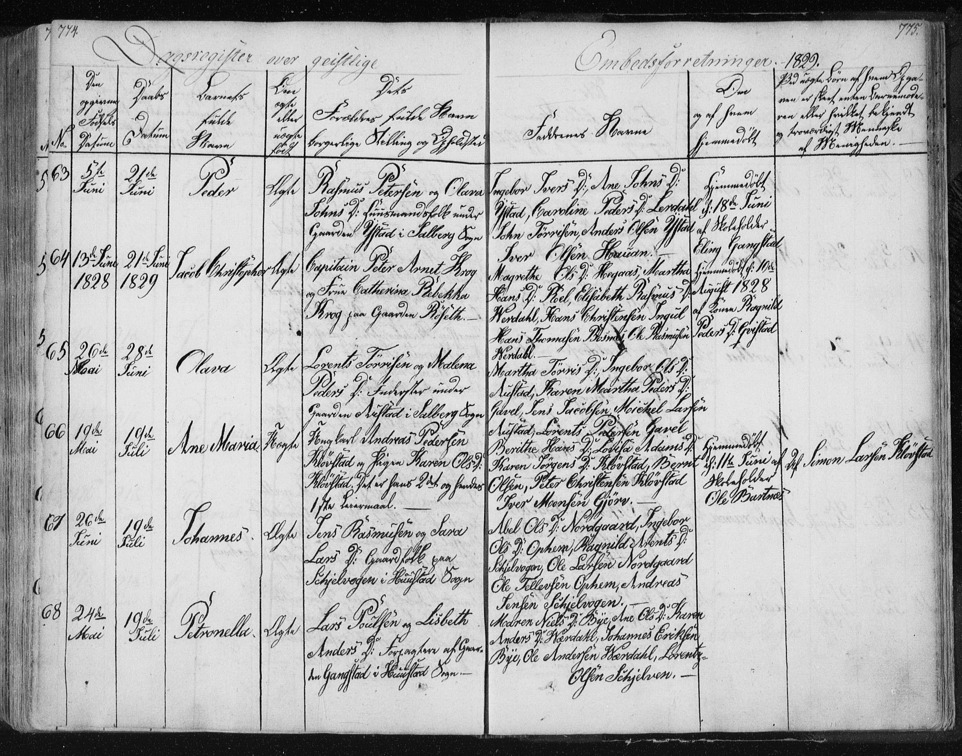 Ministerialprotokoller, klokkerbøker og fødselsregistre - Nord-Trøndelag, SAT/A-1458/730/L0276: Ministerialbok nr. 730A05, 1822-1830, s. 774-775