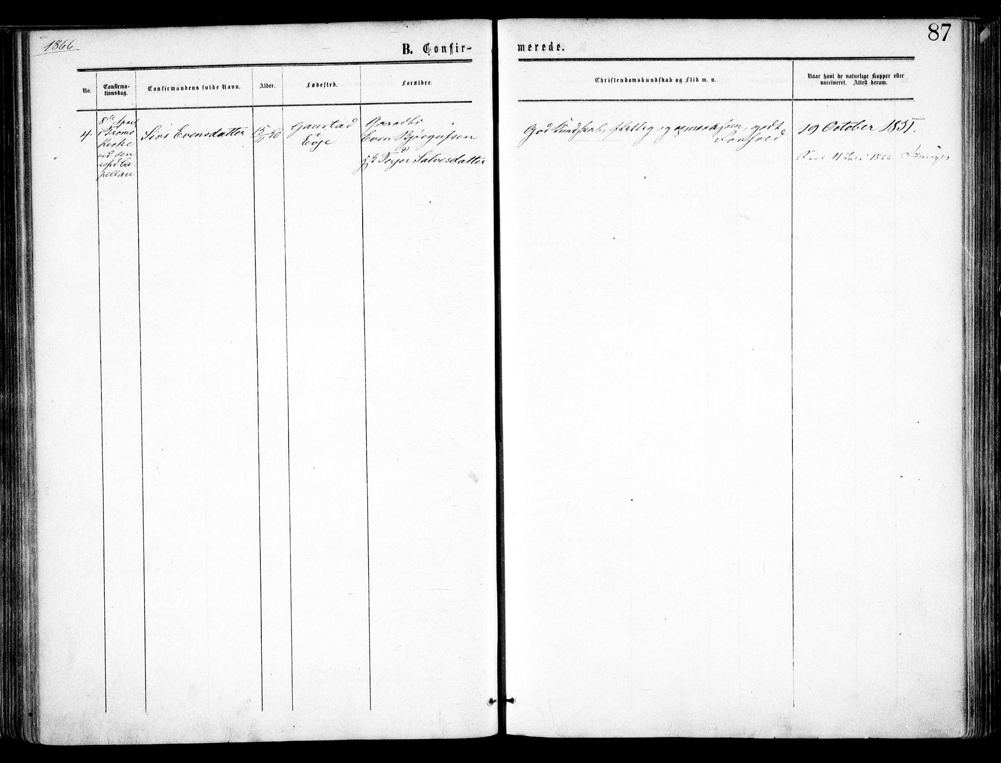 Austre Moland sokneprestkontor, SAK/1111-0001/F/Fa/Faa/L0008: Ministerialbok nr. A 8, 1858-1868, s. 87
