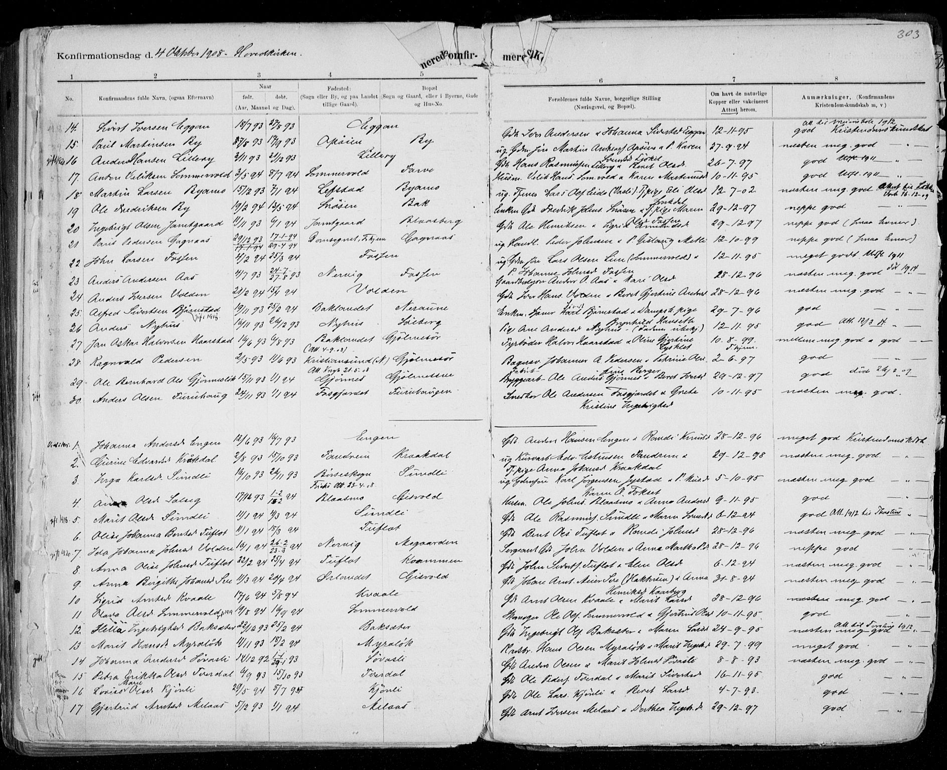 Ministerialprotokoller, klokkerbøker og fødselsregistre - Sør-Trøndelag, SAT/A-1456/668/L0811: Ministerialbok nr. 668A11, 1894-1913, s. 303