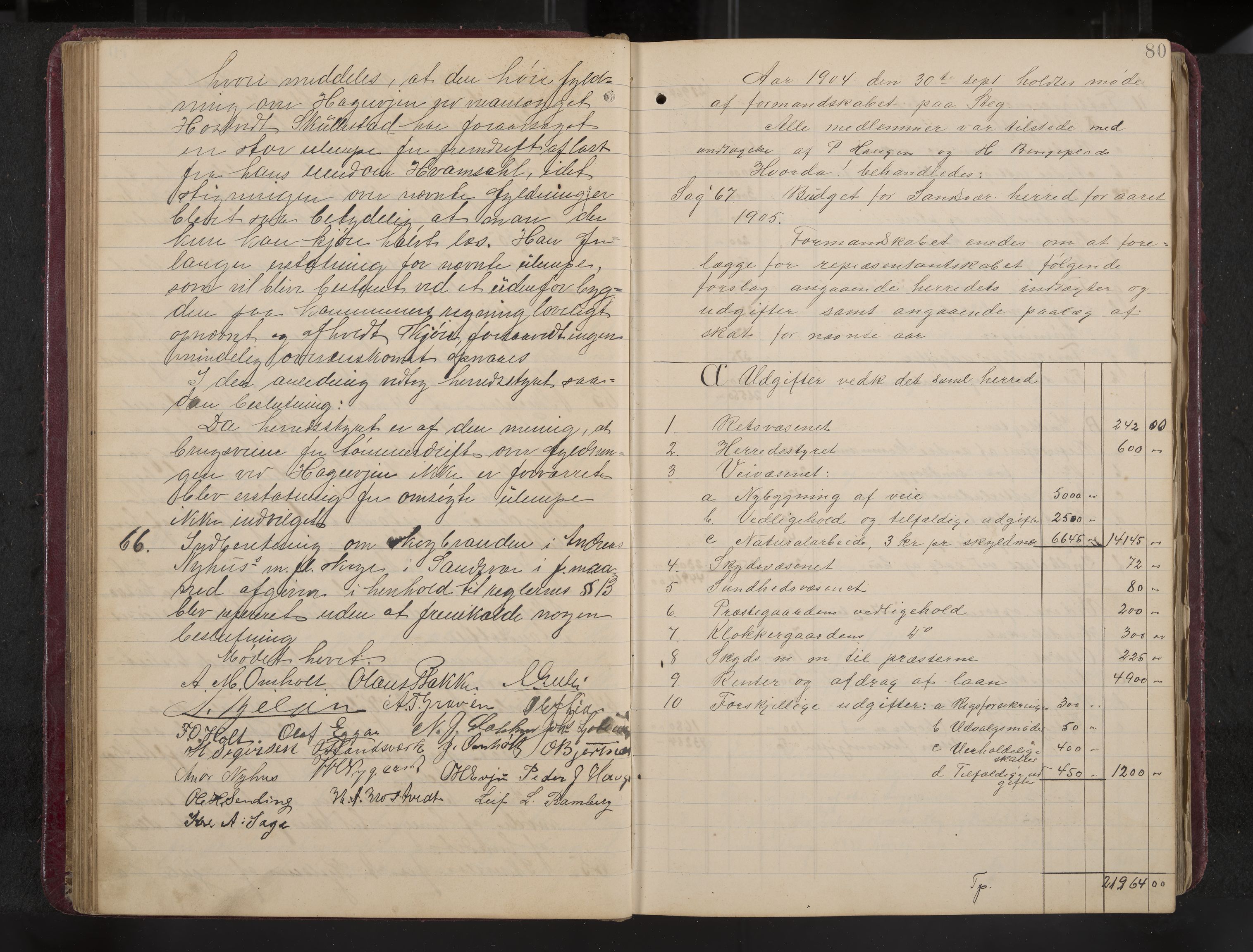 Ytre Sandsvær formannskap og sentraladministrasjon, IKAK/0629021/A/Aa/L0001: Møtebok med register, 1902-1919, s. 80