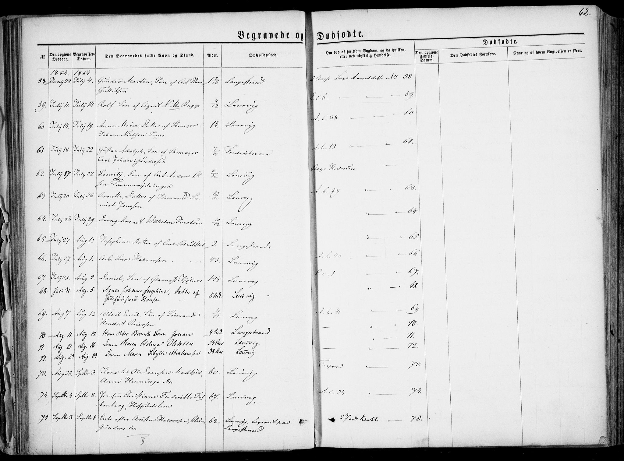 Larvik kirkebøker, AV/SAKO-A-352/F/Fa/L0005: Ministerialbok nr. I 5, 1856-1870, s. 62