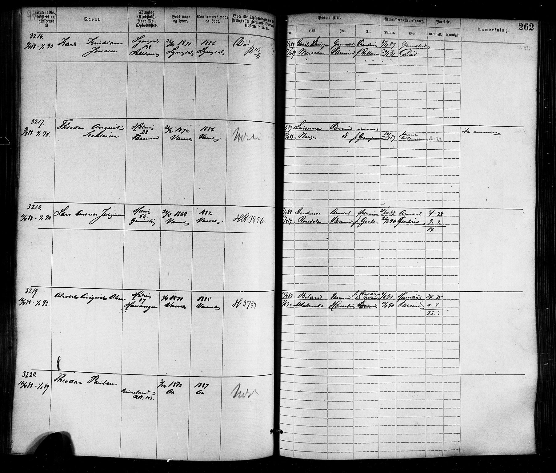 Farsund mønstringskrets, SAK/2031-0017/F/Fa/L0006: Annotasjonsrulle nr 1911-3805 med register, Z-3, 1877-1894, s. 295