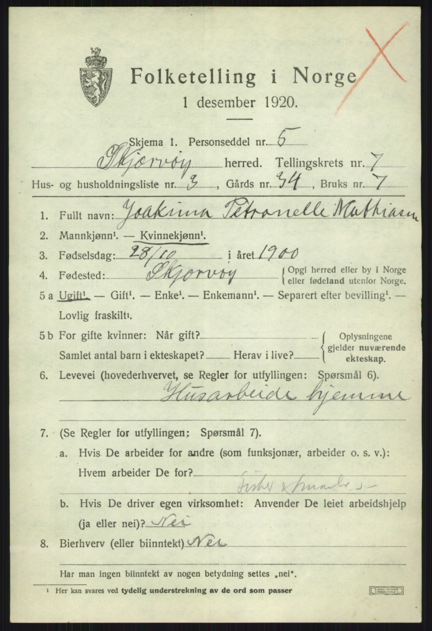 SATØ, Folketelling 1920 for 1941 Skjervøy herred, 1920, s. 4301